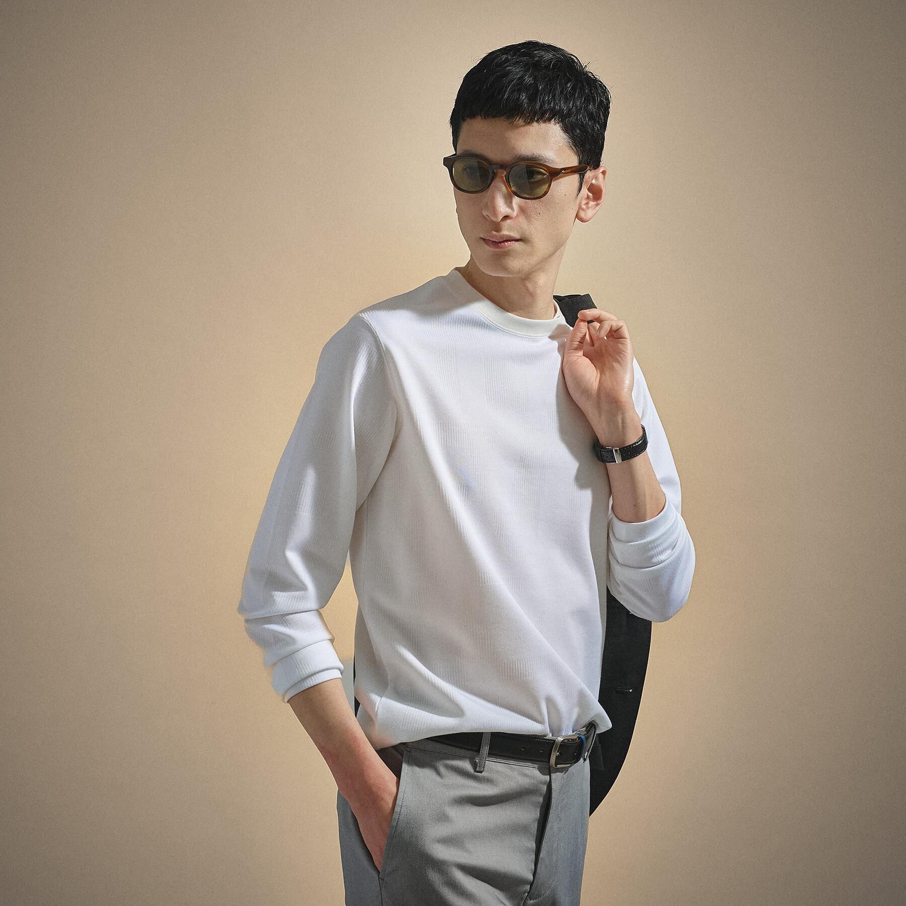 TAKEO KIKUCHI「【尾州ファブリック】ジャガードカットソー」|Tシャツ・カットソー|