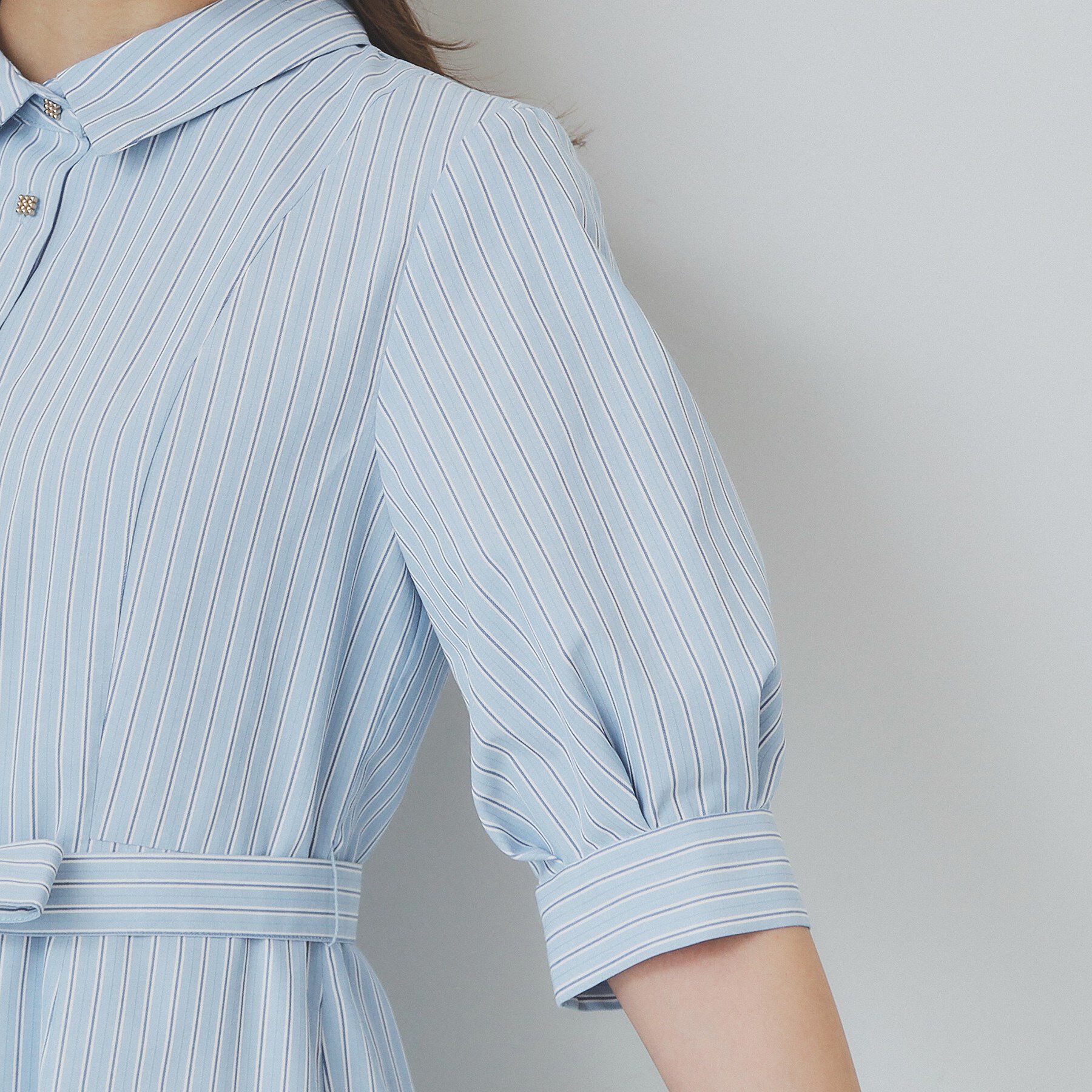 index「ストライプシャツワンピース【洗濯機洗い可/イージーアイロン】」|ワンピース|