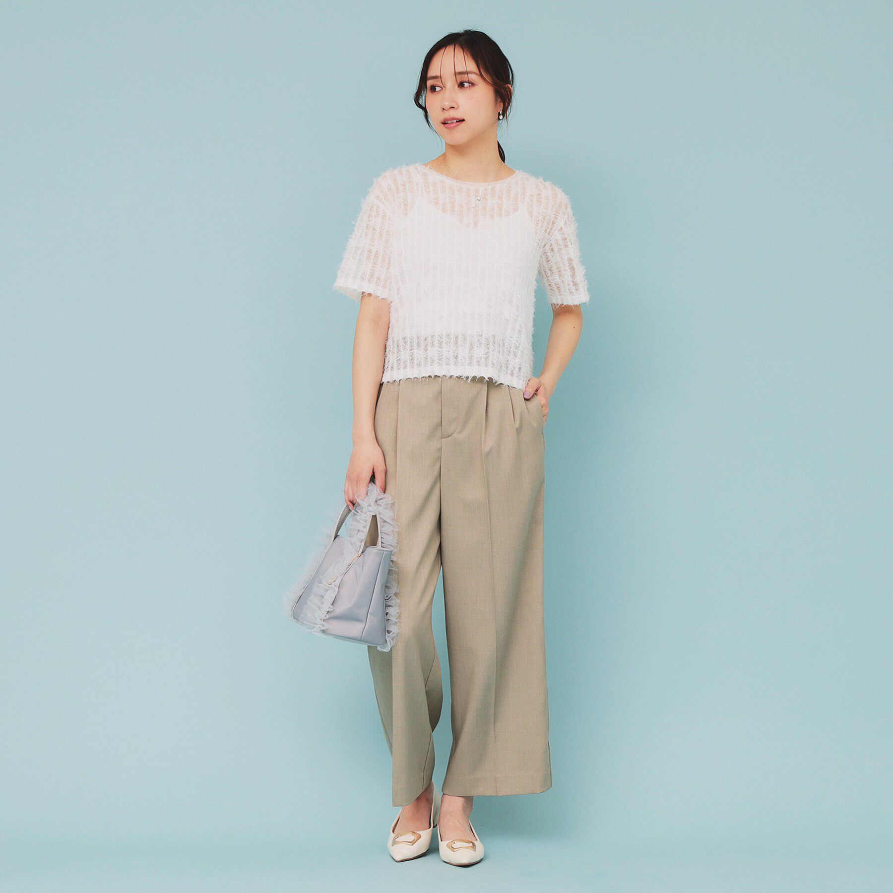 index「チュールフリンジシアートップス【洗える】」|Tシャツ・カットソー|