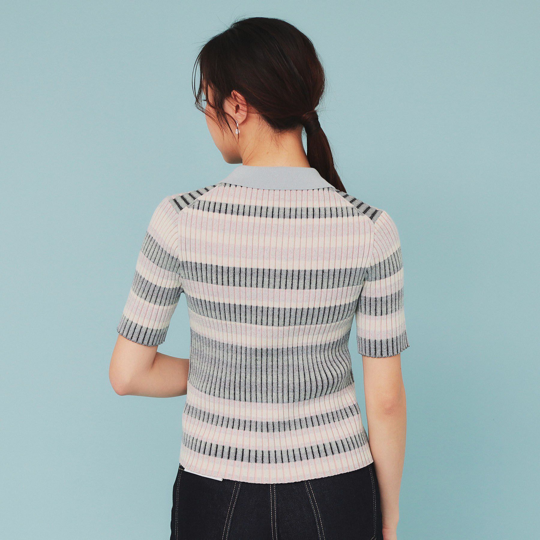 index「マルチボーダーダブルジップニット【洗濯機洗い可】」|カーディガン|