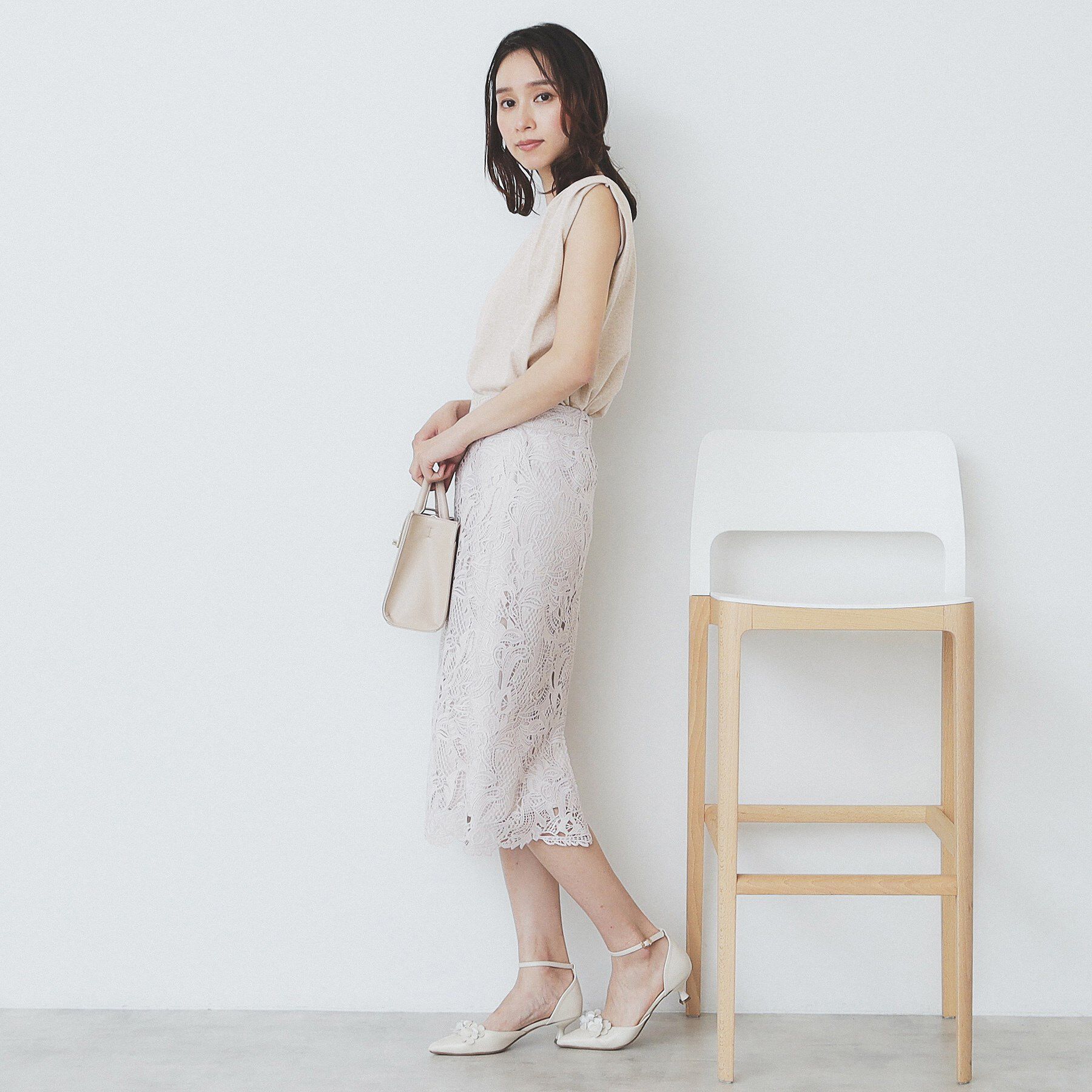 index「タックノースリーブニット【洗濯機洗い可/UVケア/抗ピル】」|Tシャツ・カットソー|