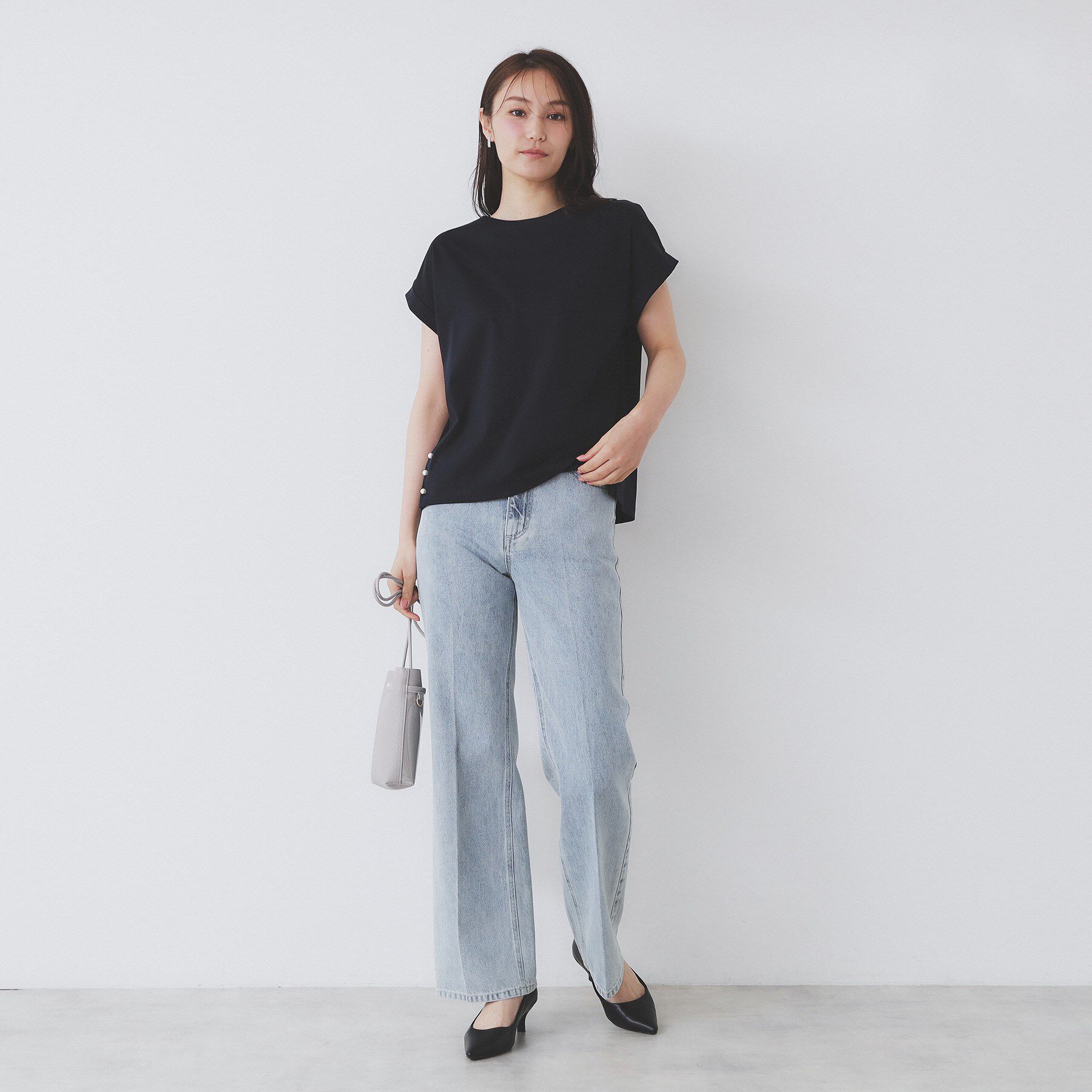 index「《S-3Lサイズ》サイドパール調ボタンボクシートップス【洗濯機洗い可/UVケア/接触冷感】」|Tシャツ・カットソー|