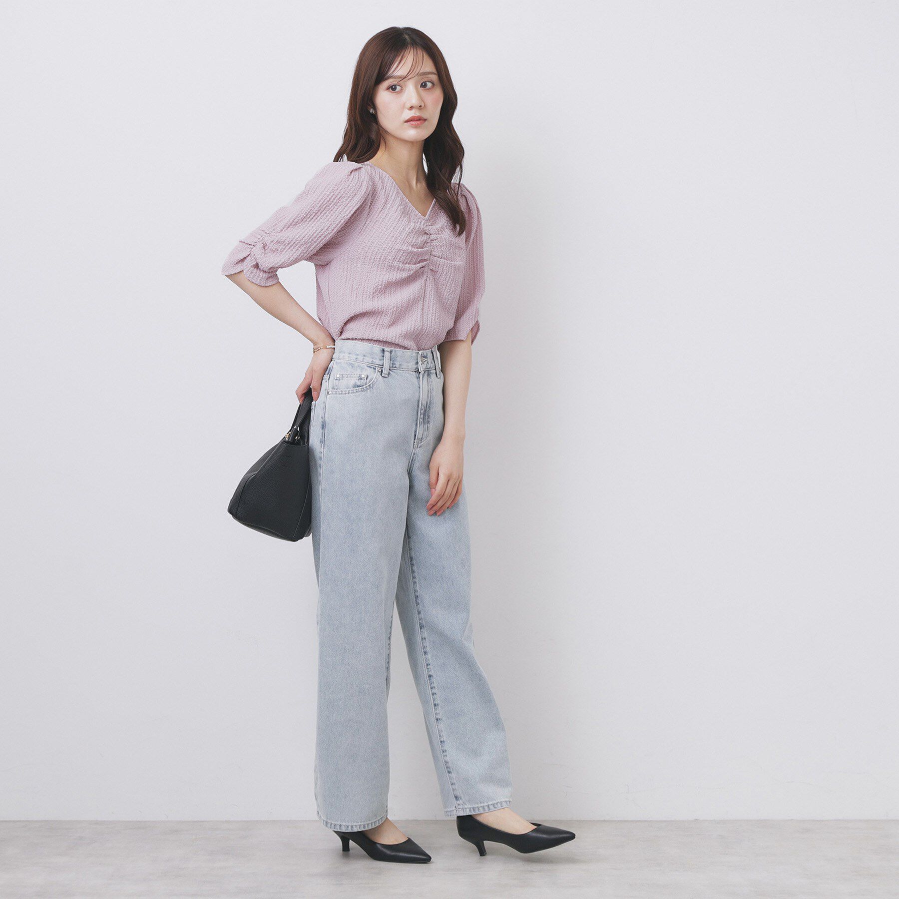 index「フロントギャザージャガードブラウス【洗濯機洗い可】」|シャツ・ブラウス|