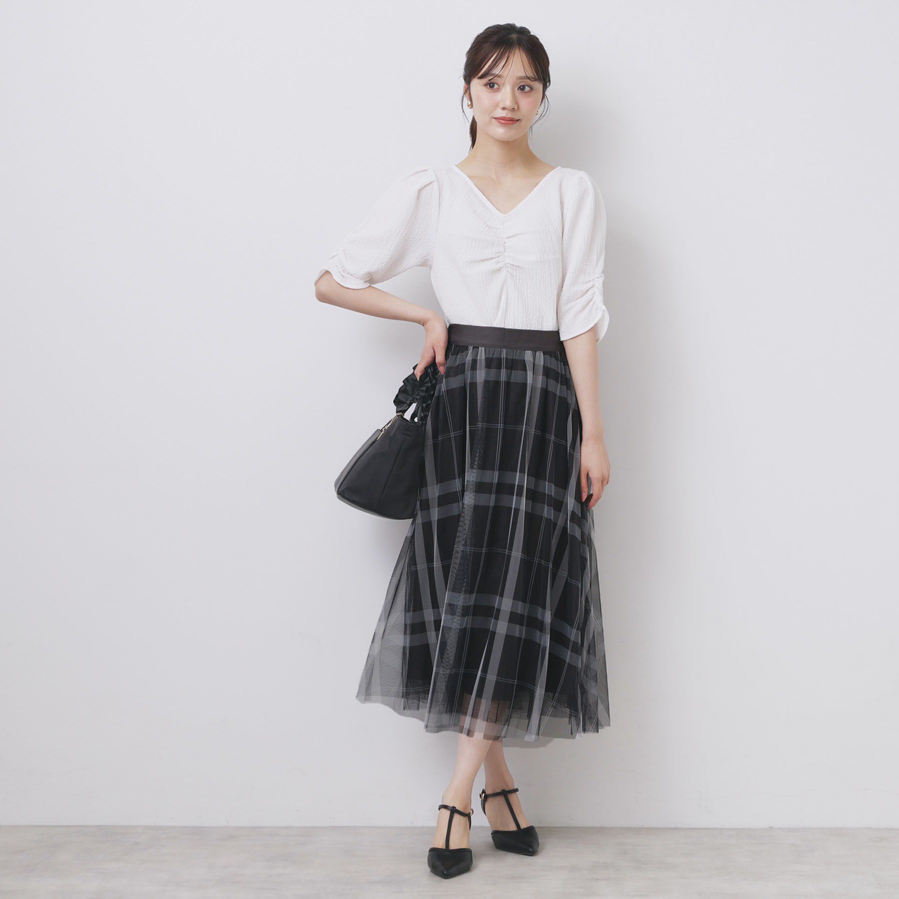 index「フロントギャザージャガードブラウス【洗濯機洗い可】」|シャツ・ブラウス|