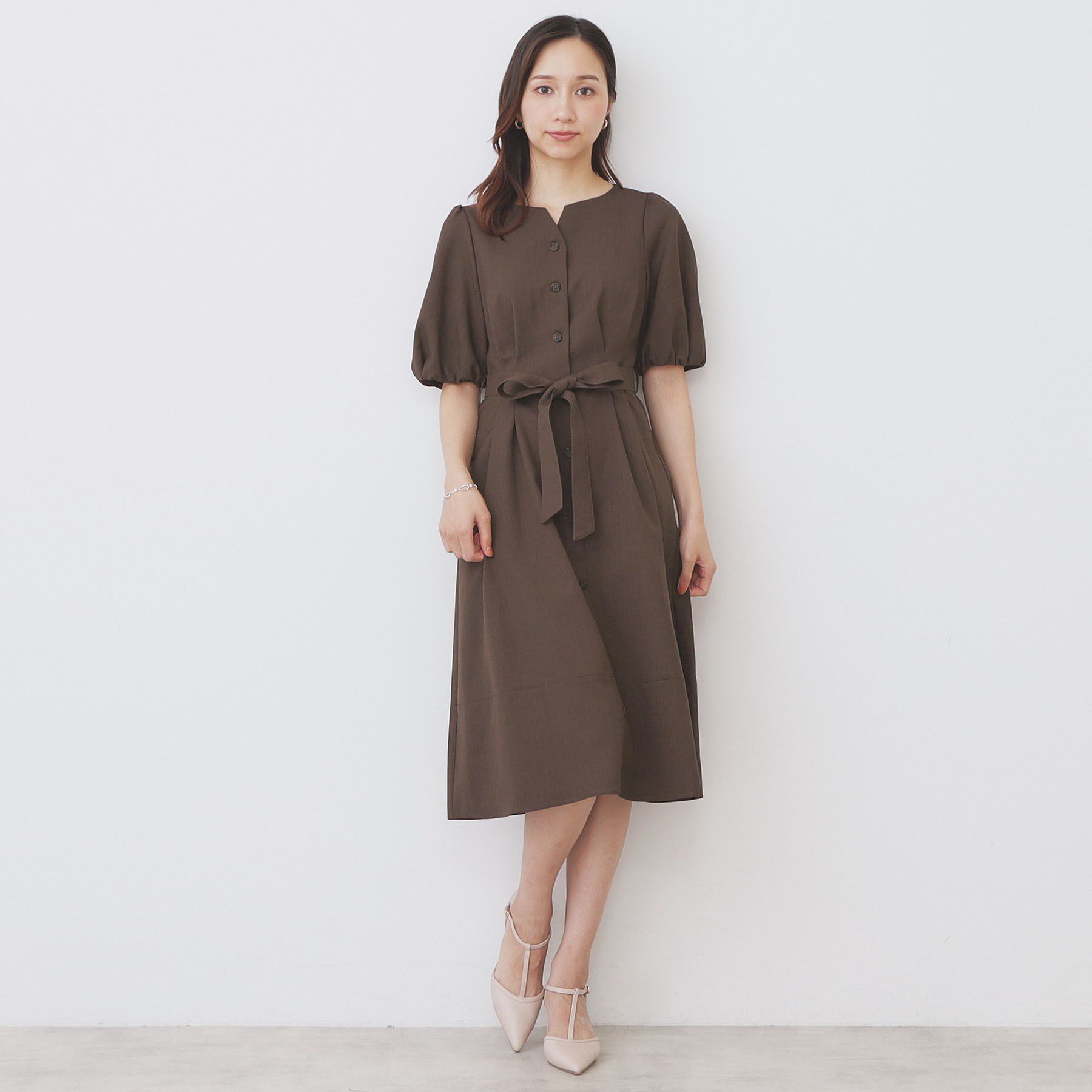 index「タックパフスリーブワンピース【洗濯機洗い可/イージーアイロン】」|ワンピース|