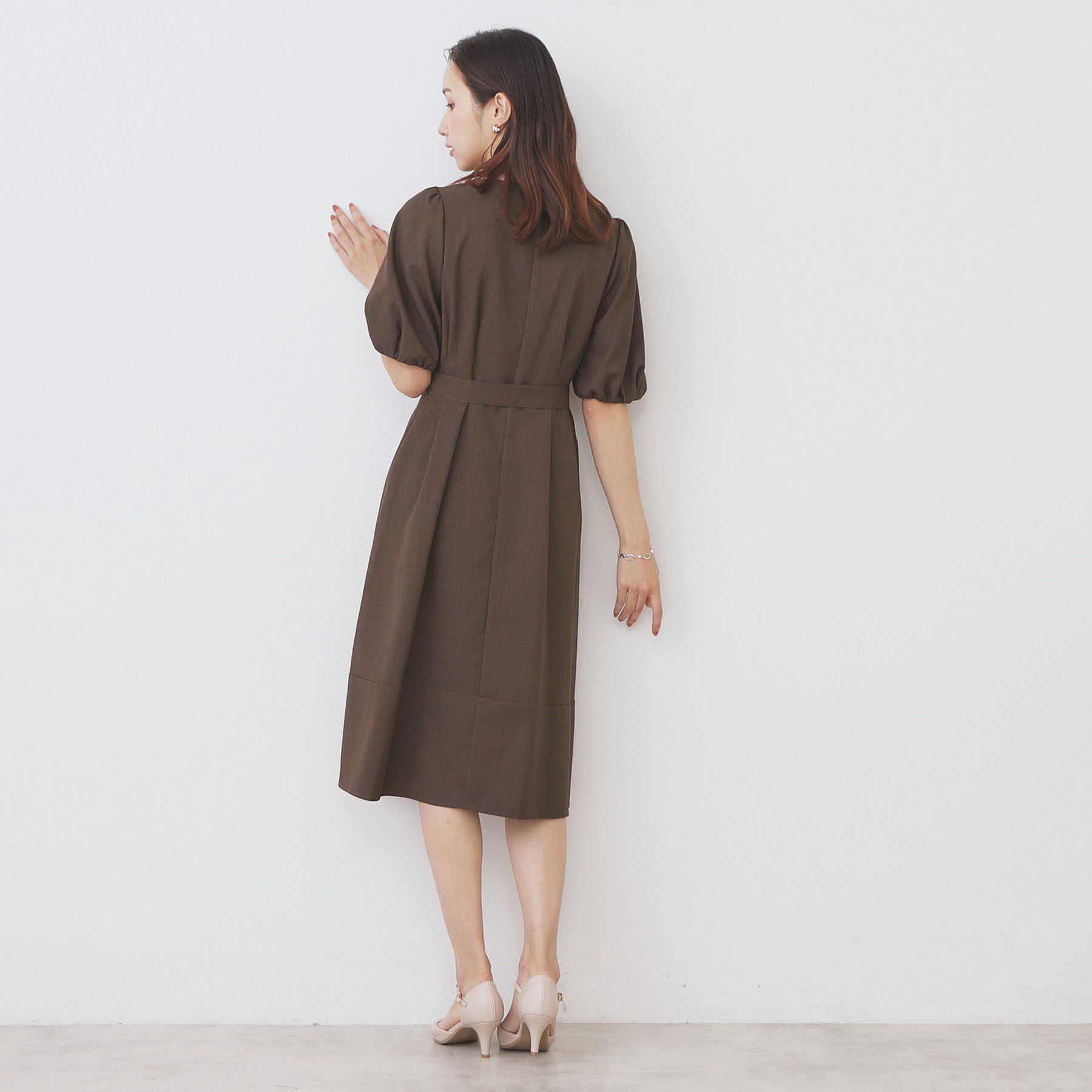 index「タックパフスリーブワンピース【洗濯機洗い可/イージーアイロン】」|ワンピース|