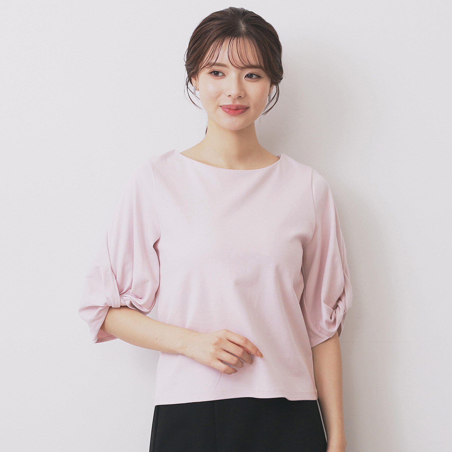 index「パフスリーブツイストタックトップス【洗濯機可/接触冷感/UVケア】」|Tシャツ・カットソー|