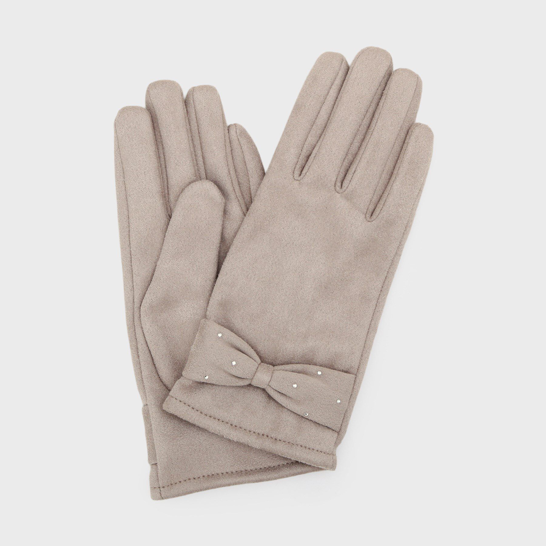 index「ラインストーン付きリボン手袋」|手袋|ベージュ(052)