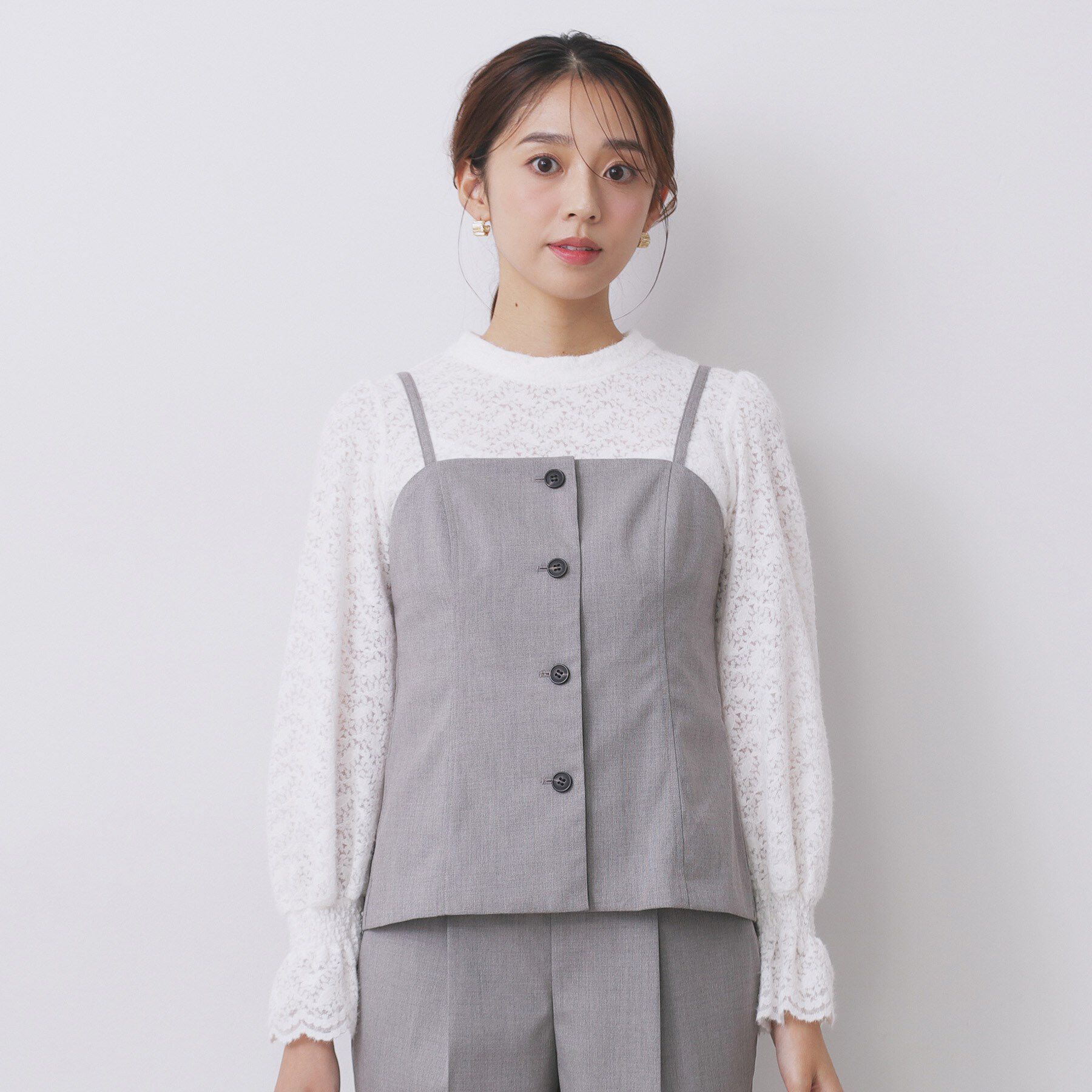 index「ウールライクストレッチキャミビスチェ/セットアップ対応【洗濯機OK】」|キャミソール|