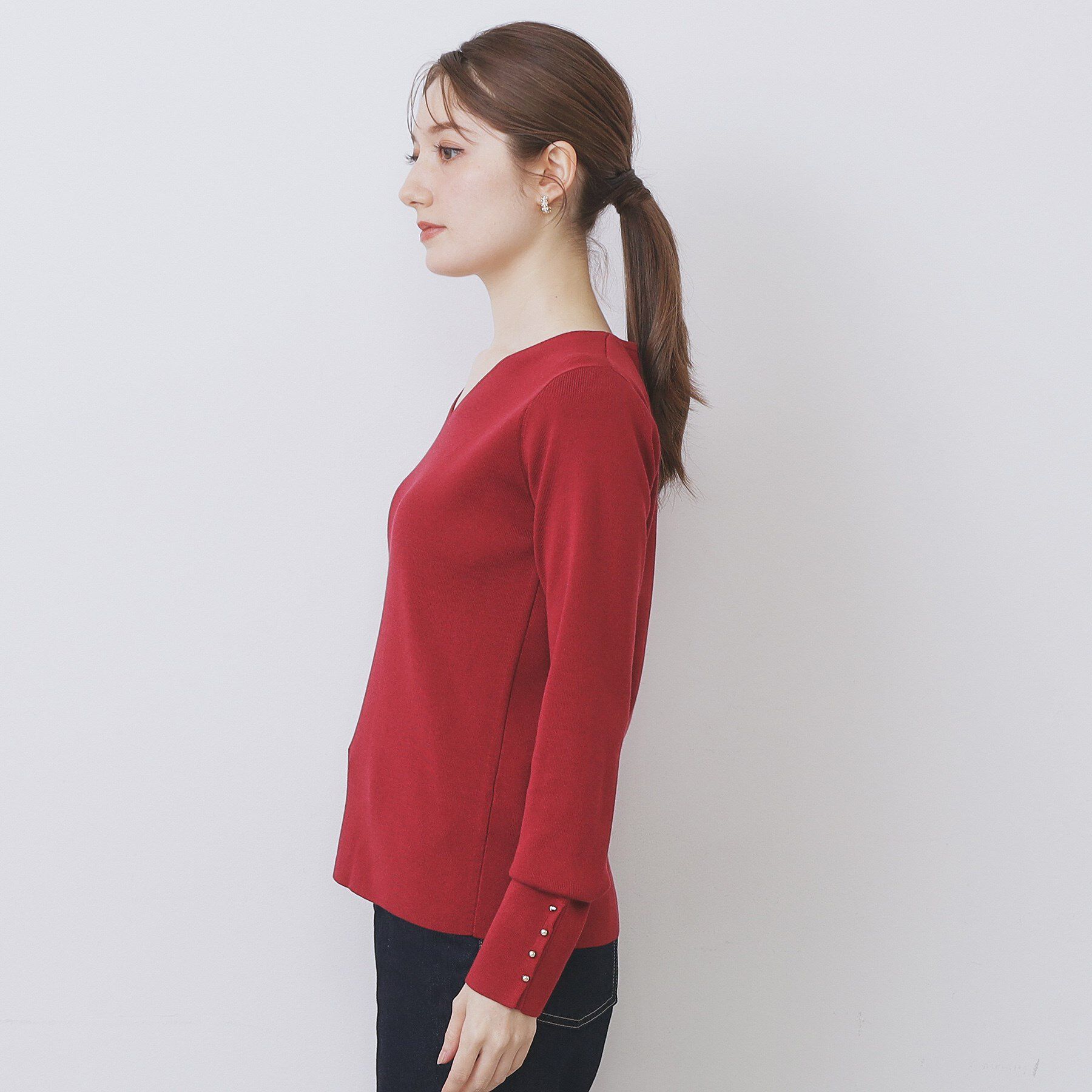 index「ゴールドボタンVネックニット【洗濯機OK】《6col》」|ニット・セーター|