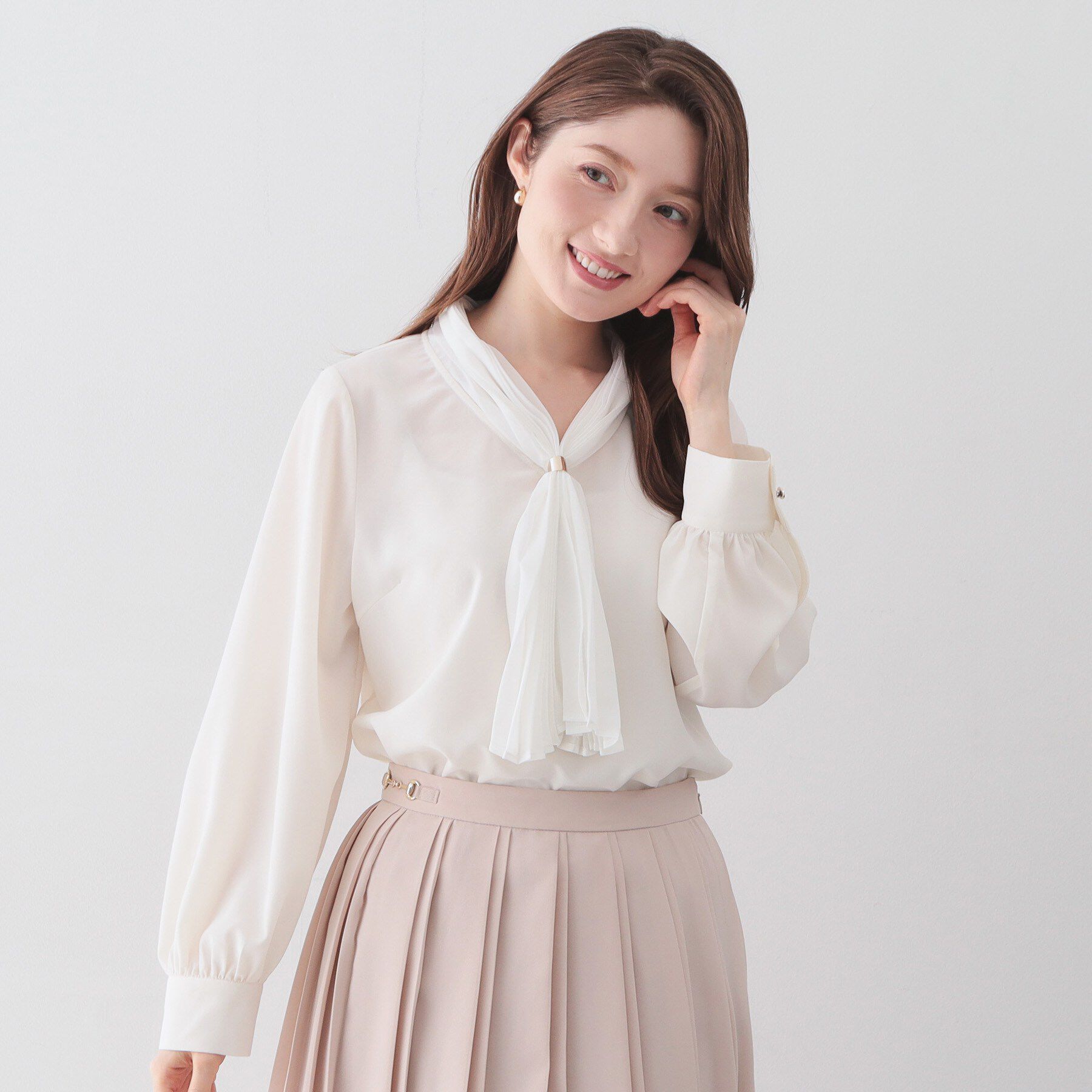 index「プリーツボウタイジョーゼットブラウス【洗濯機OK/イージーアイロン/防シワ】」|シャツ・ブラウス|