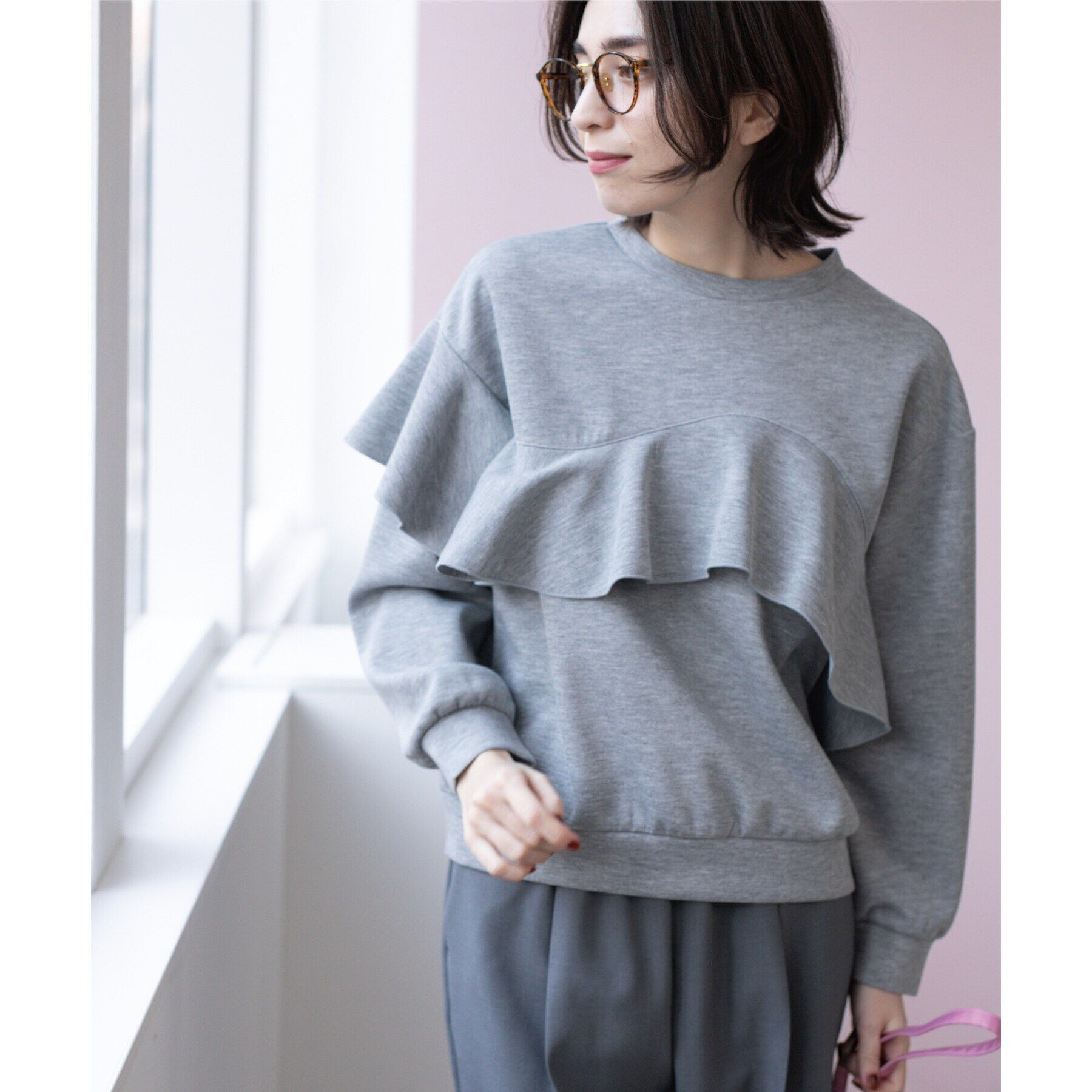 OPAQUE.CLIP「フリルアシメトップス【洗濯機洗い可】」|Tシャツ・カットソー|