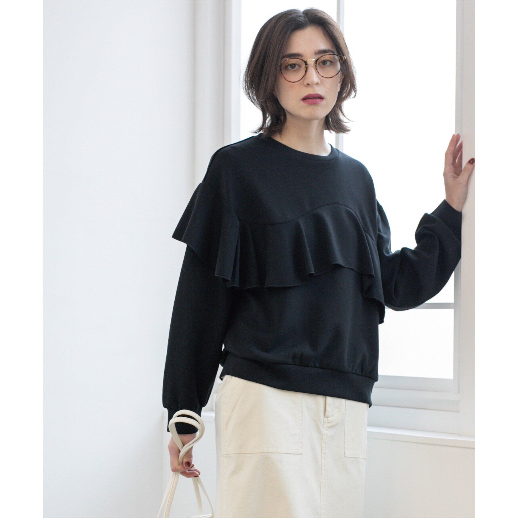 OPAQUE.CLIP「フリルアシメトップス【洗濯機洗い可】」|Tシャツ・カットソー|