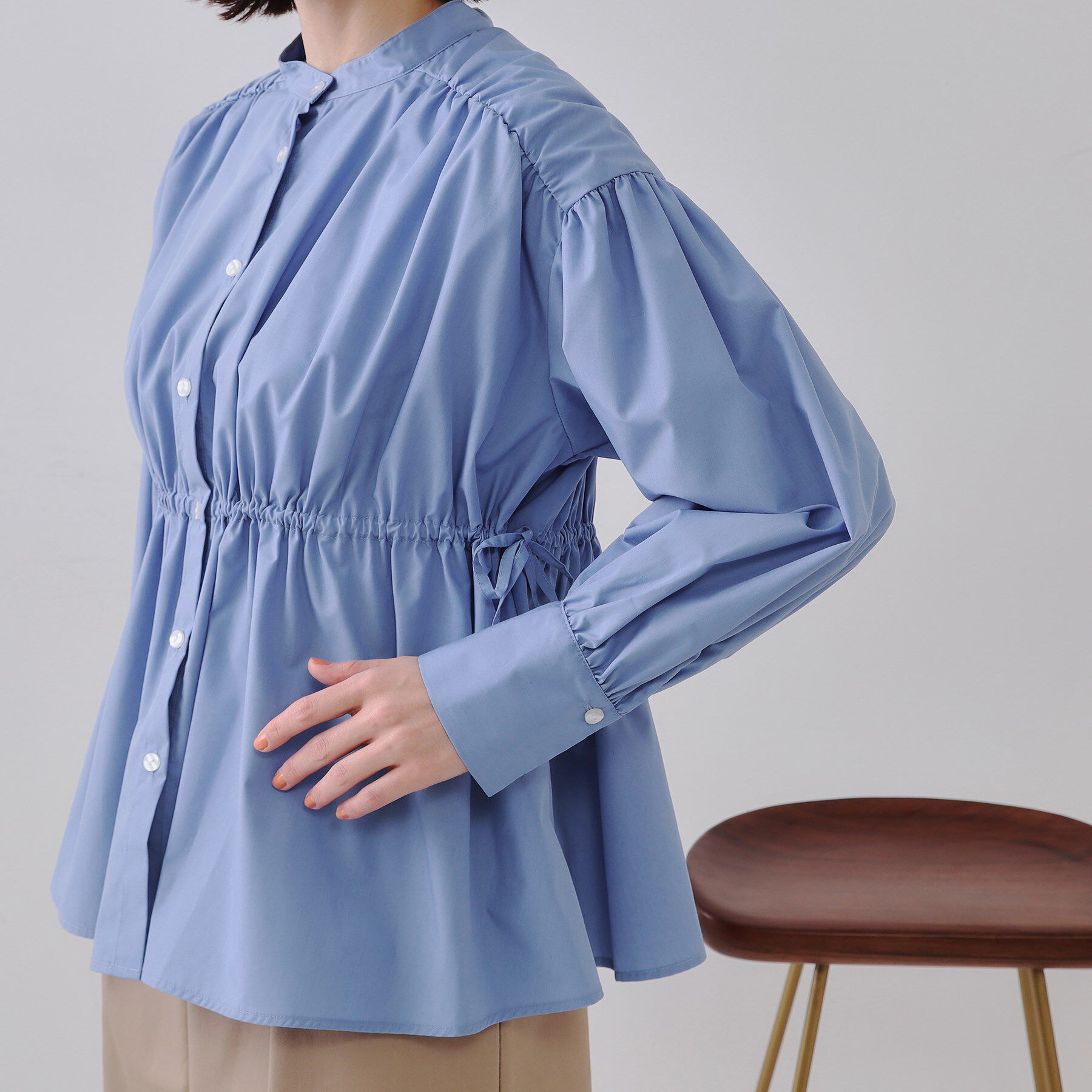 OPAQUE.CLIP「ウエストリボンペプラムシャツ【洗濯機洗い可】」|シャツ・ブラウス|