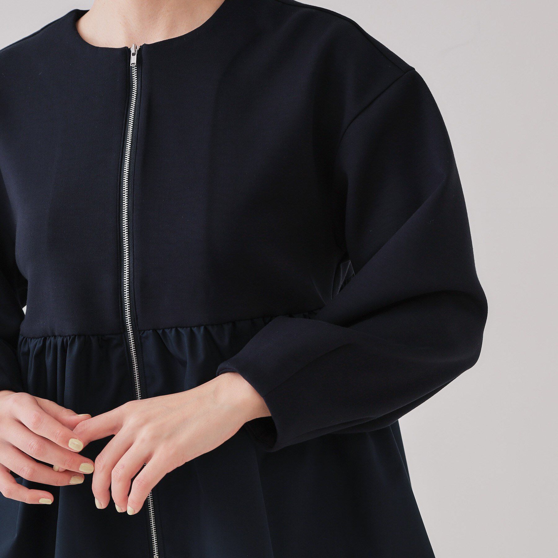 OPAQUE.CLIP「ペプラムドッキングZIPカーディガン【洗濯機洗い可】」|カーディガン|