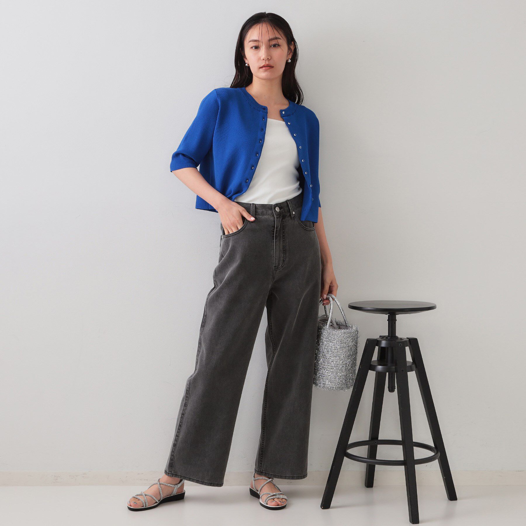 OPAQUE.CLIP「ワイドストレートカラーデニム【洗濯機洗い可】」|デニム|