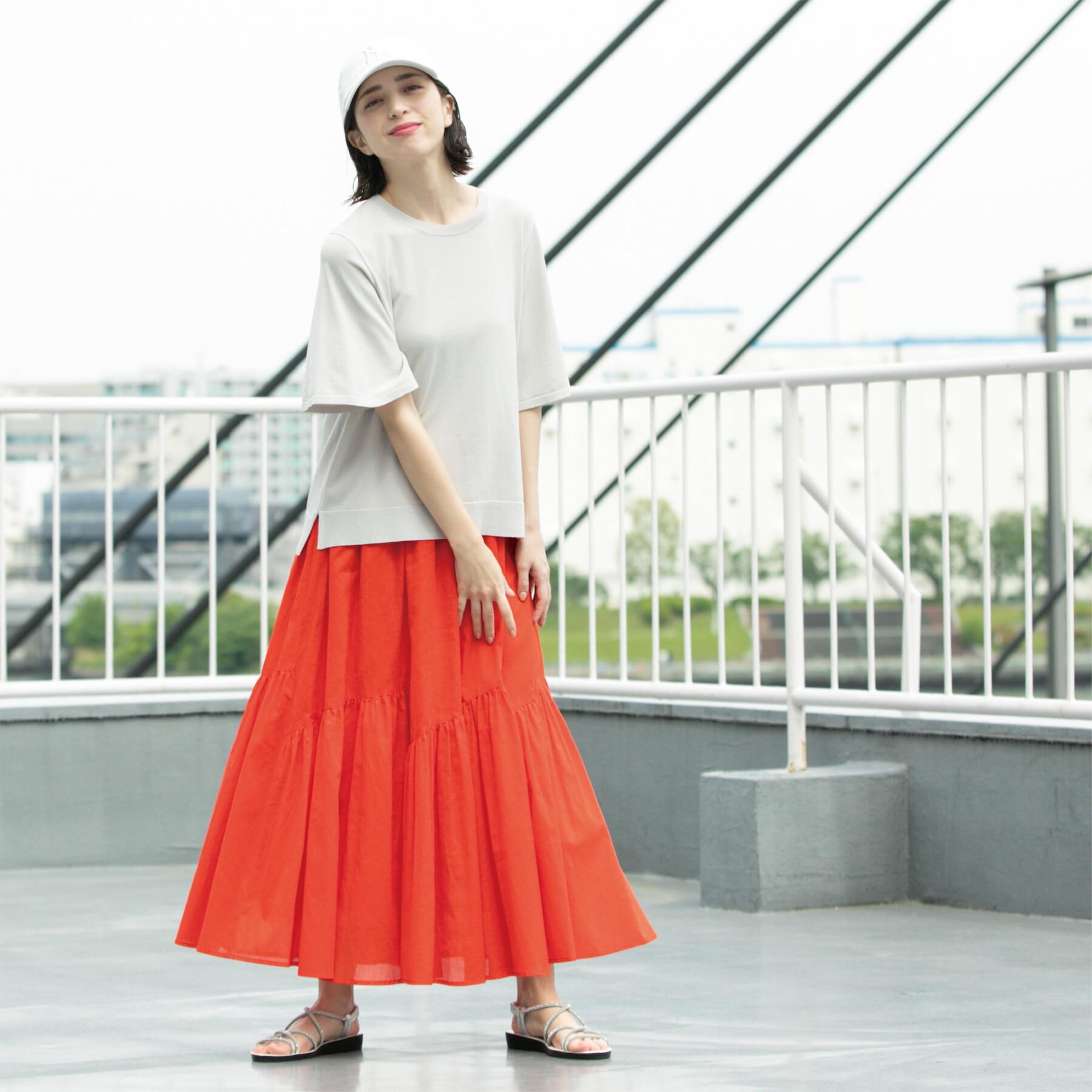 OPAQUE.CLIP「《6色展開/S-LLサイズ》フレアスリーブニット【UV/接触冷感/抗ピル/洗濯機洗い可】」|ニット・セーター|