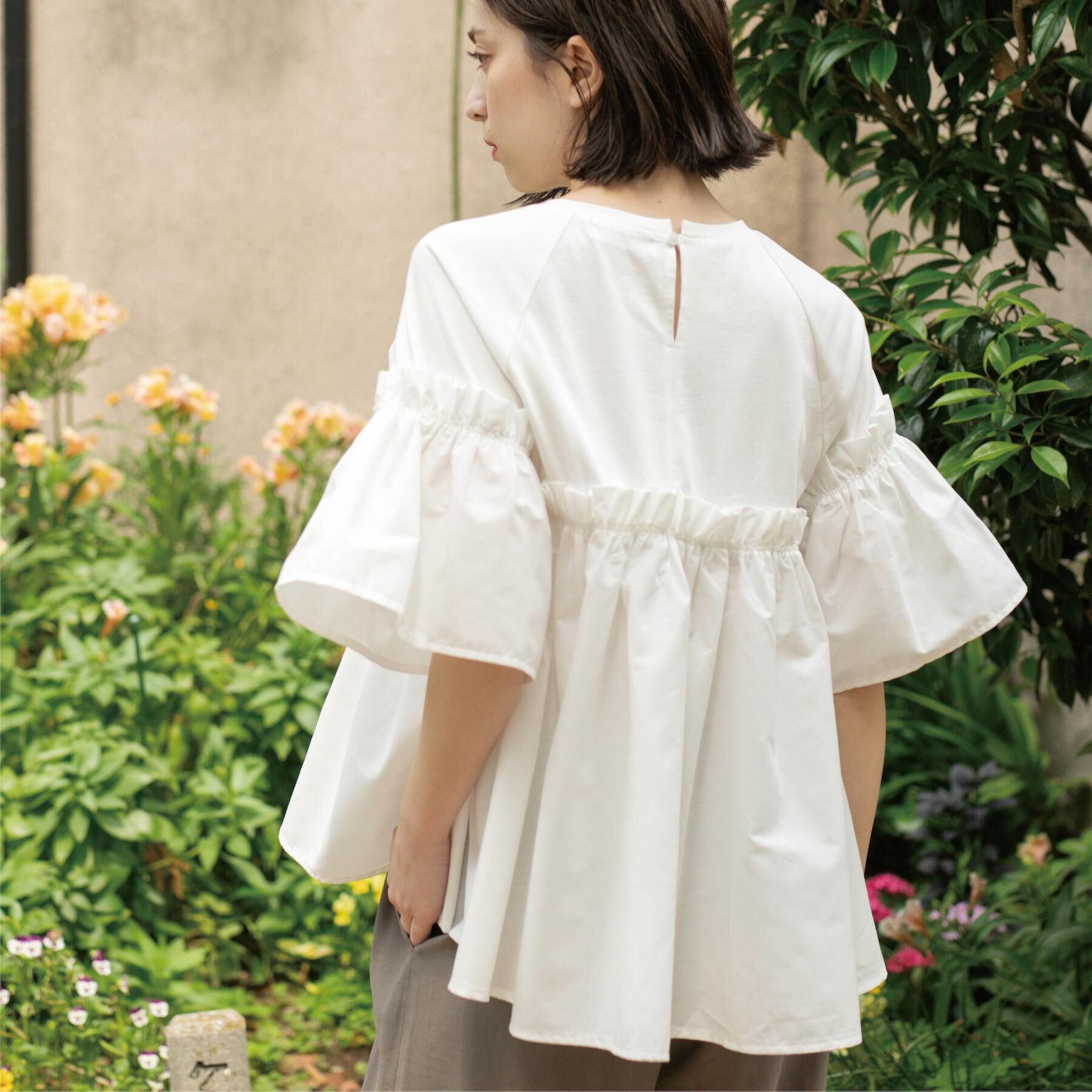 OPAQUE.CLIP「ギャザーフリルドッキングカットソー【洗濯機洗い可】」|Tシャツ・カットソー|