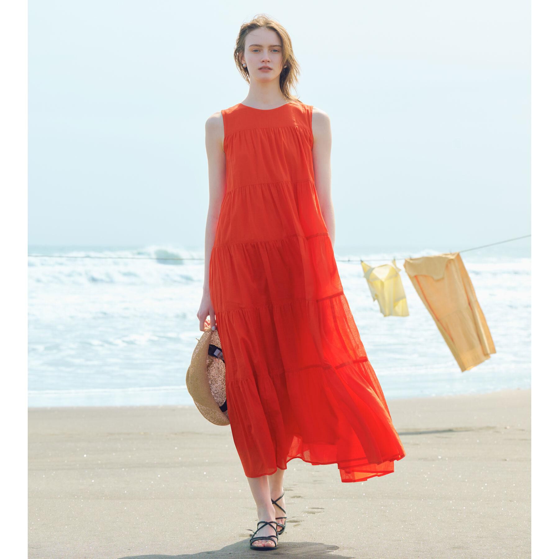 OPAQUE.CLIP「《Can Cam掲載》ティアードマキシドレス/オーガニックコットン混【洗濯機洗い可】」|ワンピース|