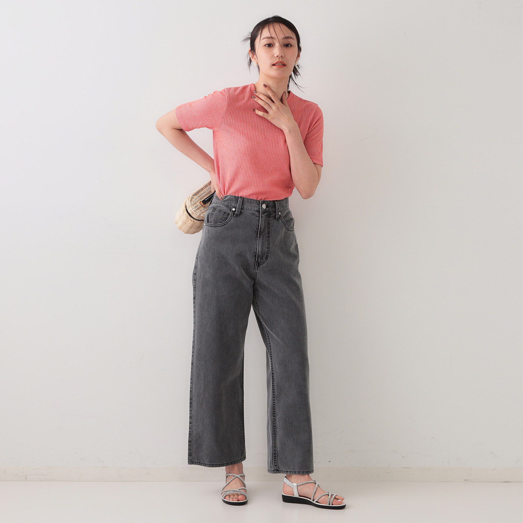 OPAQUE.CLIP「ストライプリブカットソー【洗濯機洗い可】」|Tシャツ・カットソー|