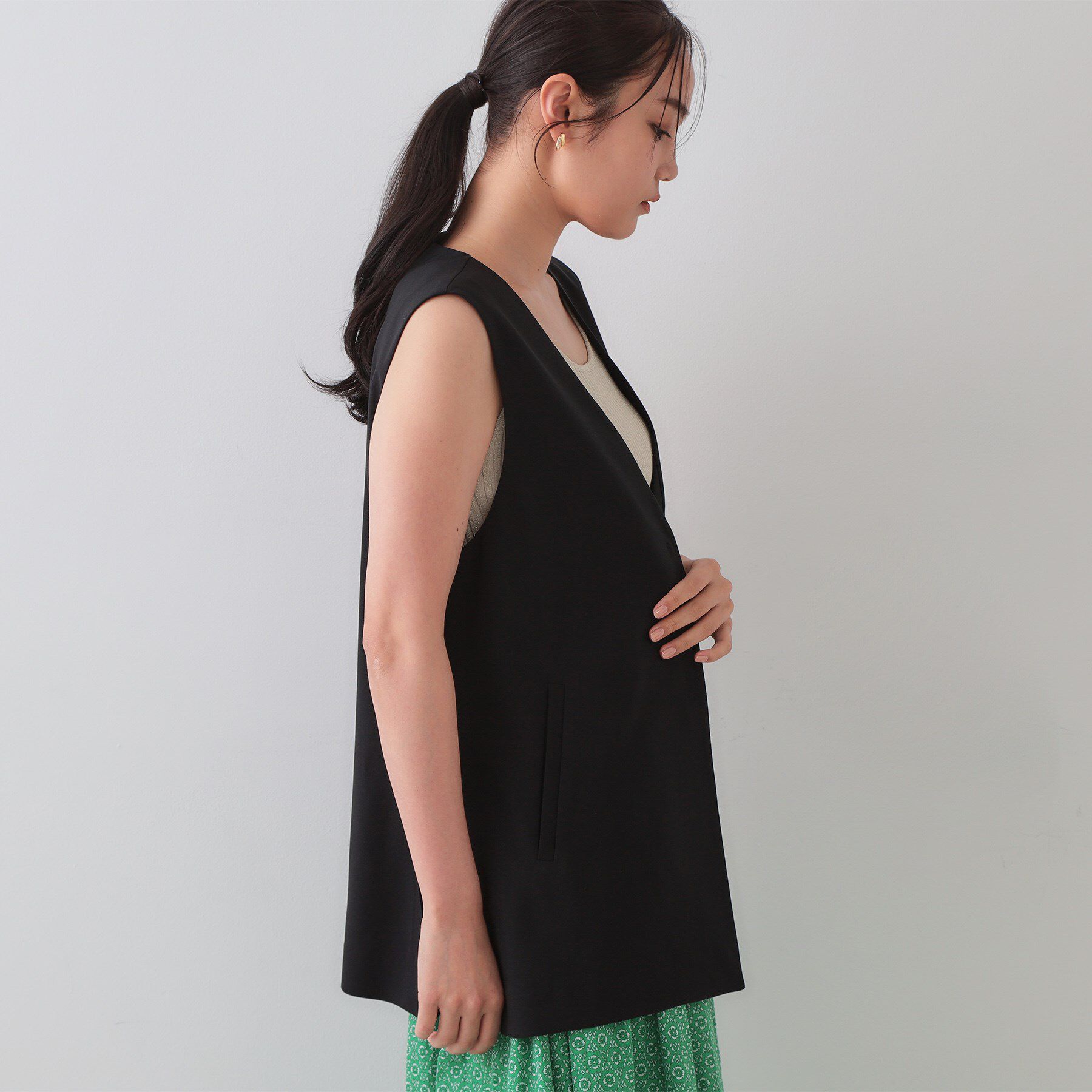 OPAQUE.CLIP「ストレッチVネックジレ/セットアップ対応【UV/接触冷感/洗濯機洗い可/抗ピル】」|ベスト・ジレ|