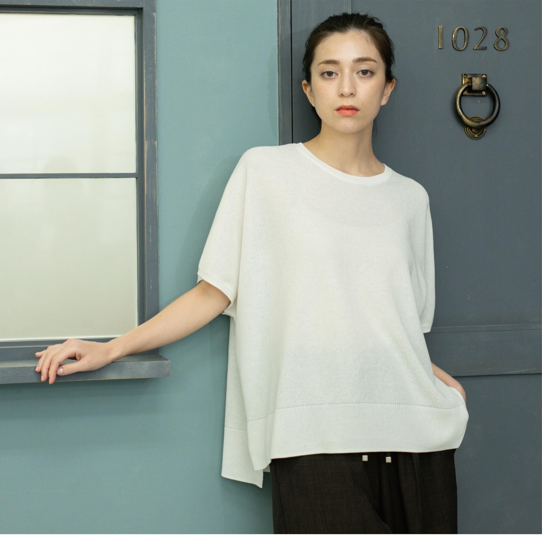 OPAQUE.CLIP「《5色展開/S-LLサイズ》リラクシーメッシュニット【洗濯機洗い可】」|ニット・セーター|