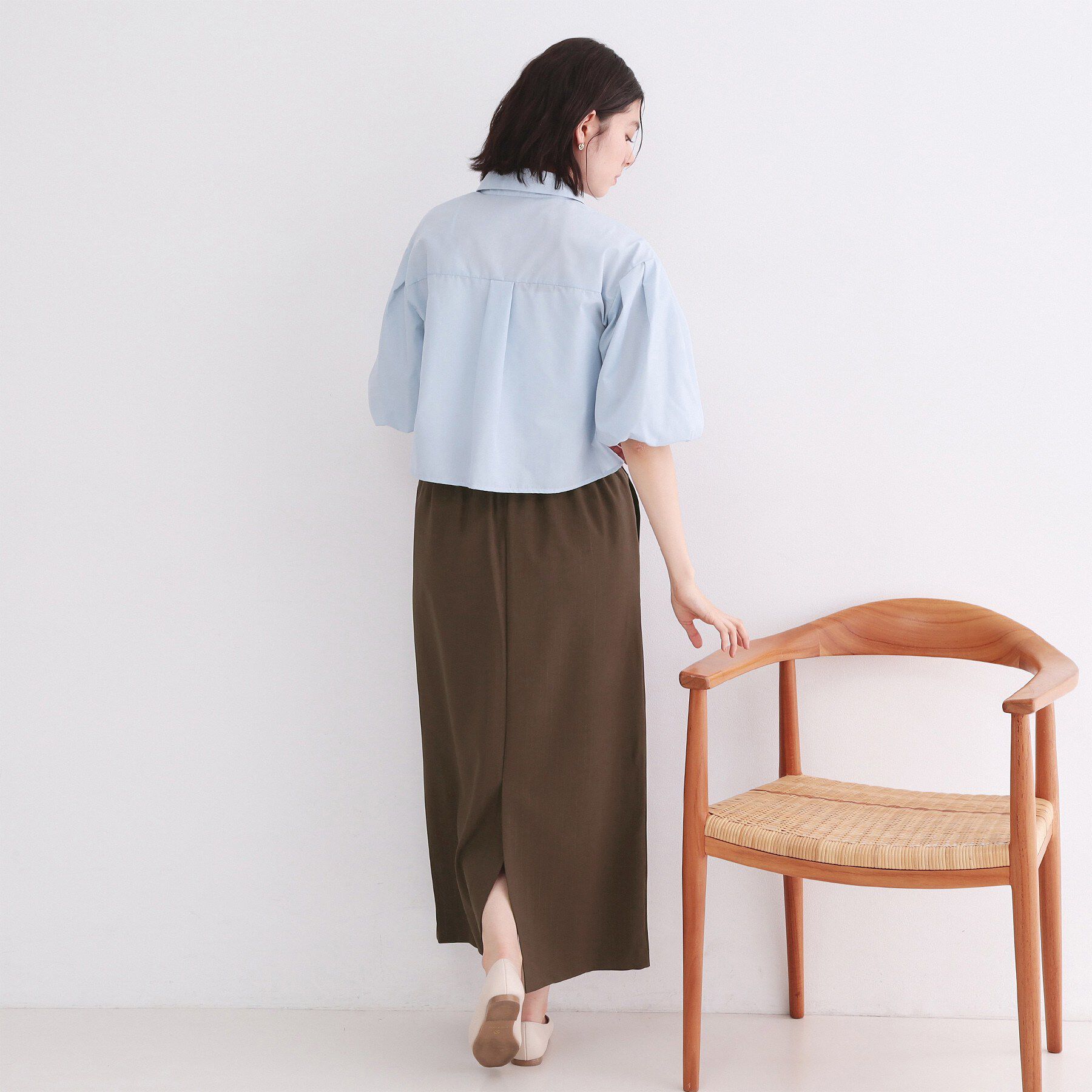 OPAQUE.CLIP「ラメストライプイージーナロースカート/セットアップ可【洗濯機洗い可/防シワ/吸水速乾】」|スカート|