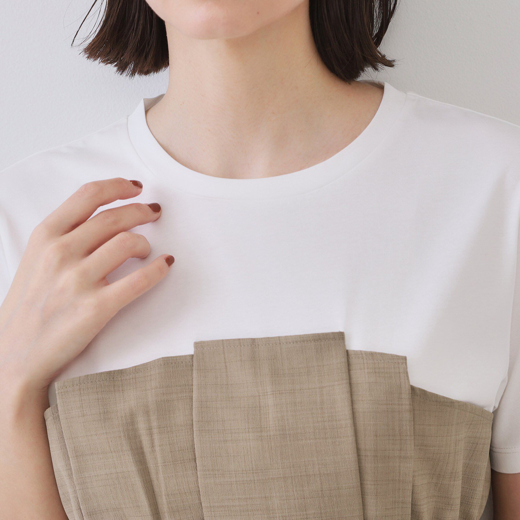 OPAQUE.CLIP「タックビスチェドッキングカットソー【洗濯機洗い可】」|Tシャツ・カットソー|