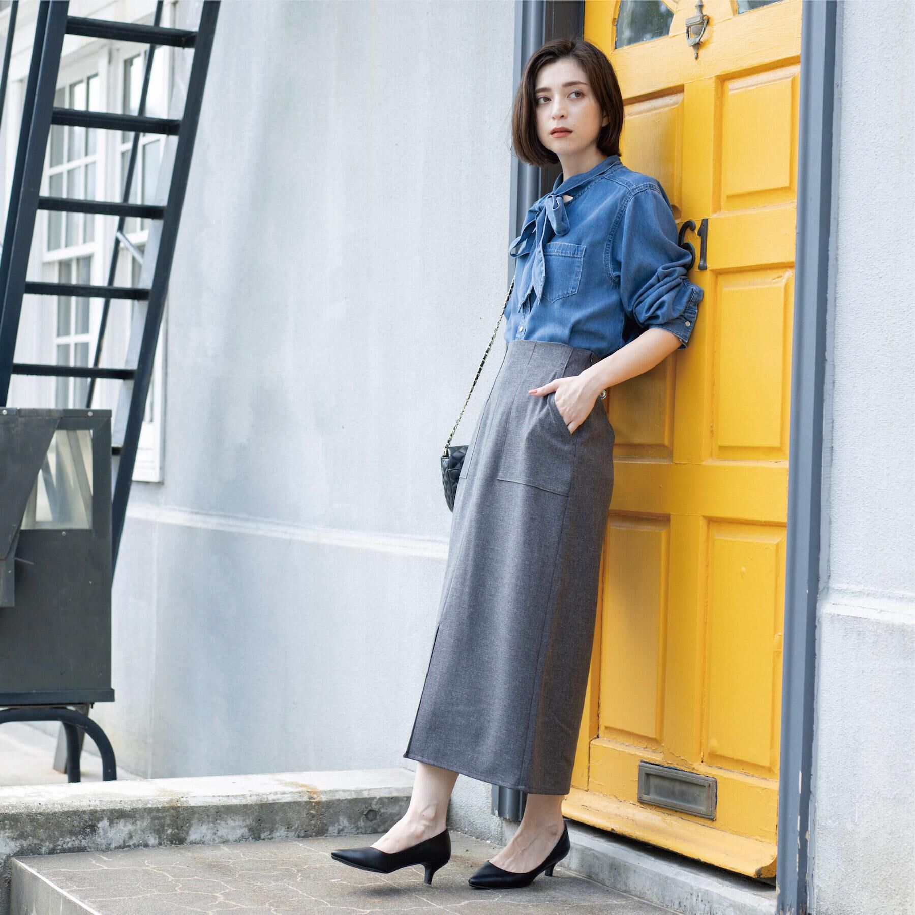 OPAQUE.CLIP「ストレッチダブルポケットタイトスカート【洗える】」|スカート|