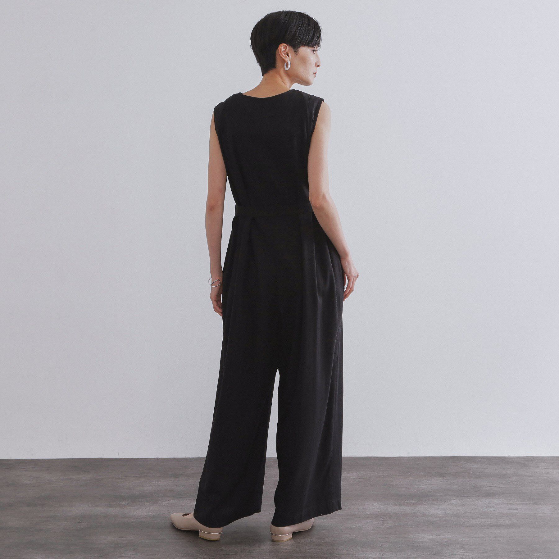 OPAQUE.CLIP「《Can Cam掲載》麻混ベルト付きオールインワン【洗濯機洗い可】」|オールインワン|