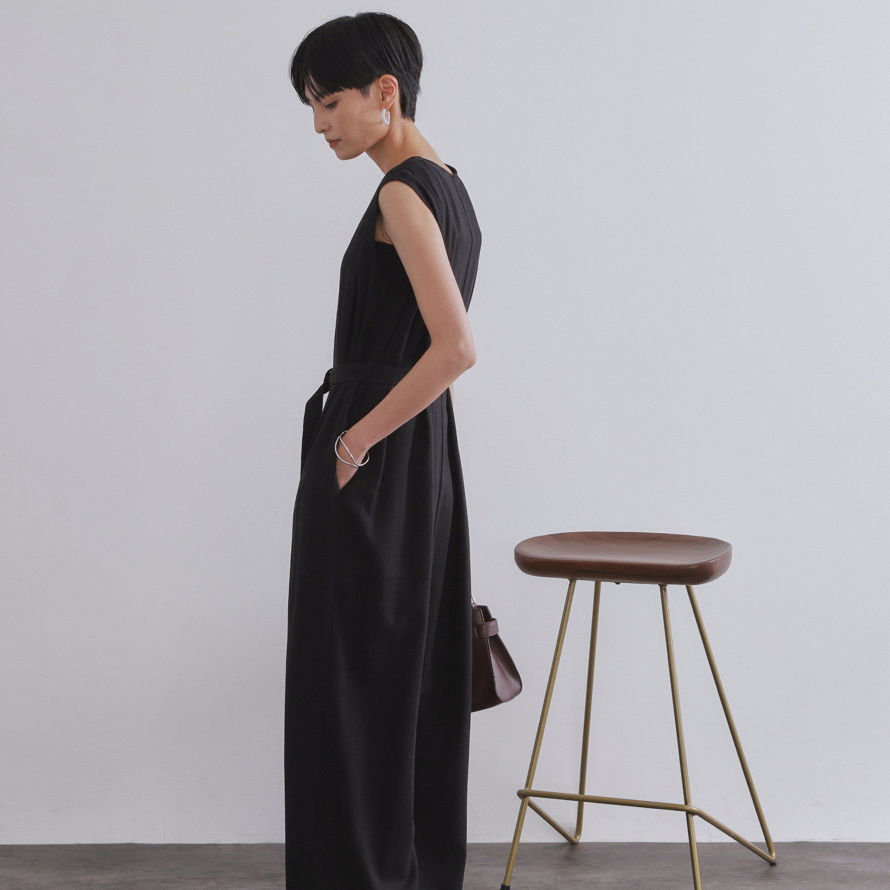 OPAQUE.CLIP「《Can Cam掲載》麻混ベルト付きオールインワン【洗濯機洗い可】」|オールインワン|