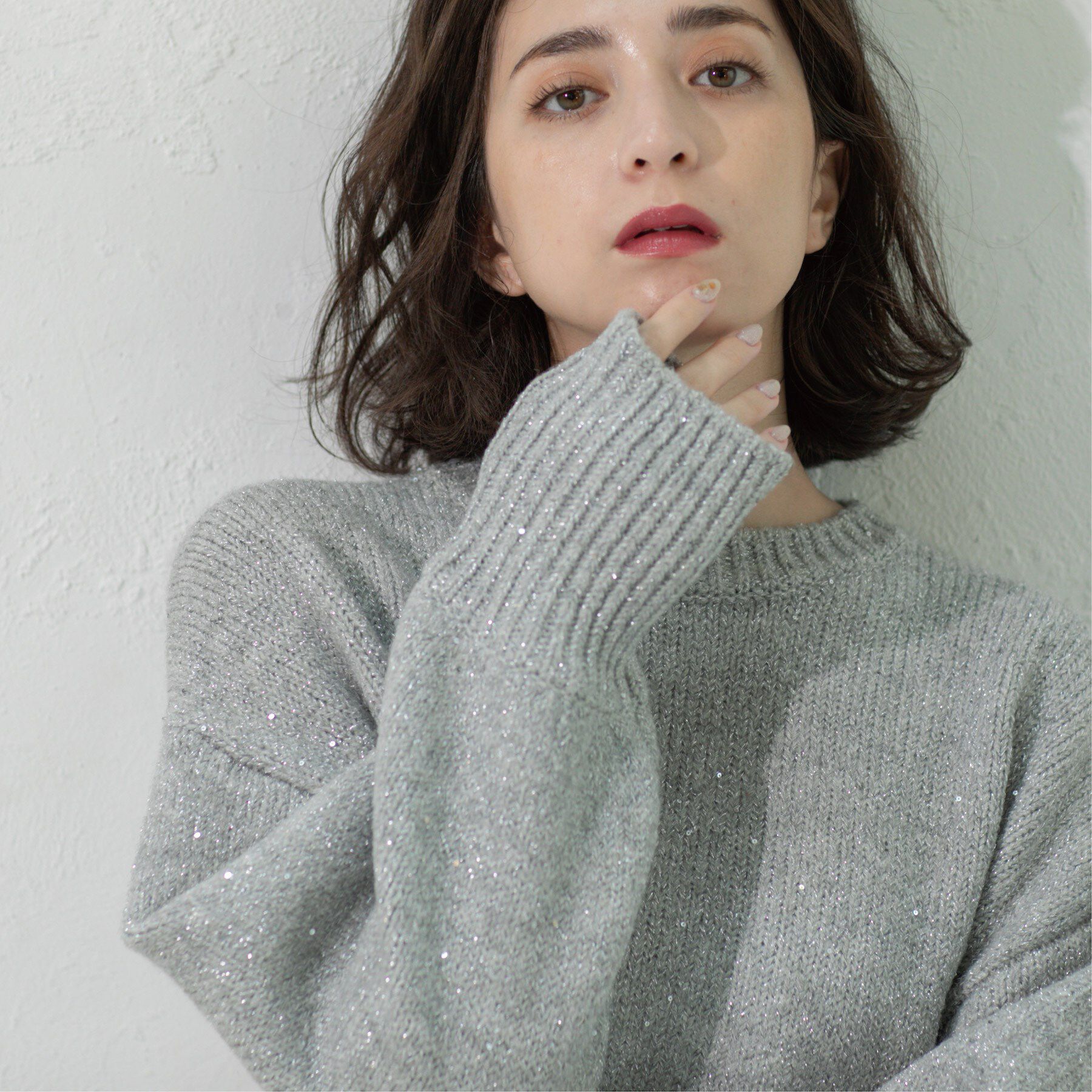 OPAQUE.CLIP「スパンコールラメニット【洗える】」|ニット・セーター|