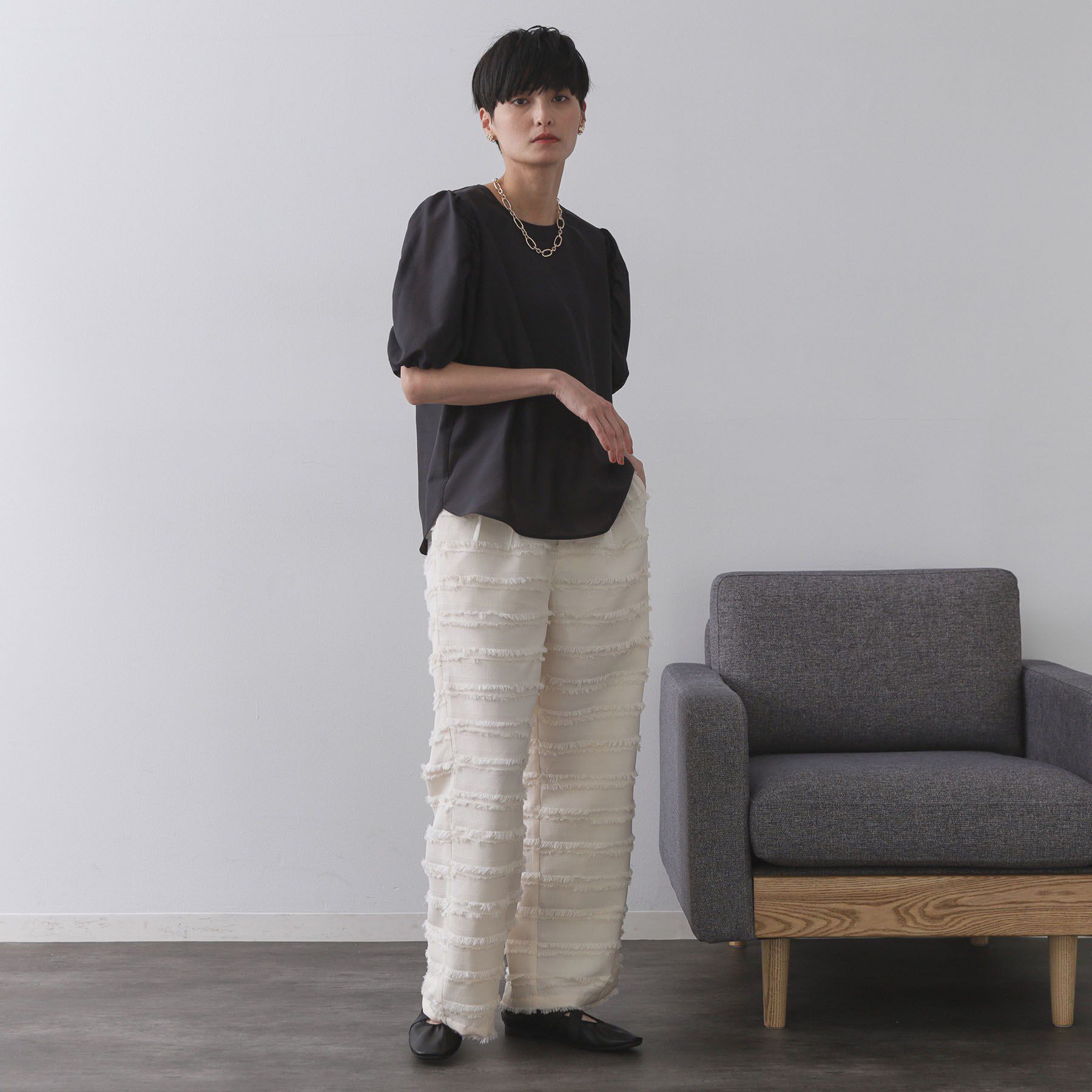 OPAQUE.CLIP「シアーボリュームスリーブブラウス【洗濯機洗い可】」|シャツ・ブラウス|