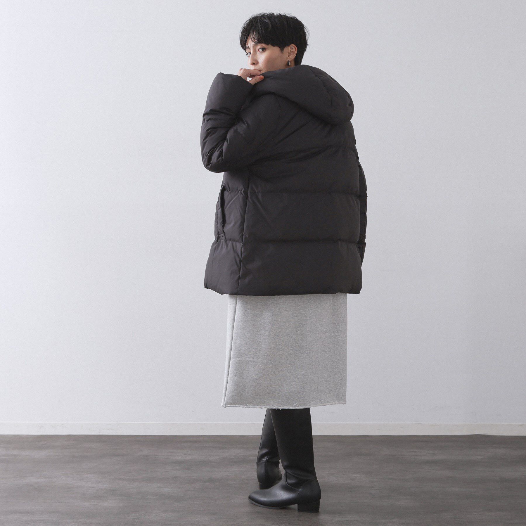 OPAQUE.CLIP「撥水フードミドルダウンコート【防風/抗菌防臭/洗濯機OK】《S～LL》」|ダウン|