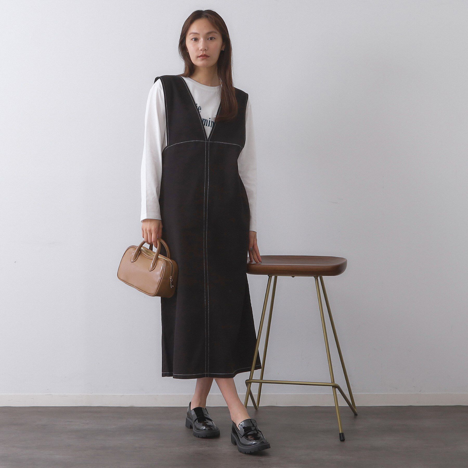 OPAQUE.CLIP「配色ステッチジャンスカ【洗濯機洗い可】」|ワンピース|