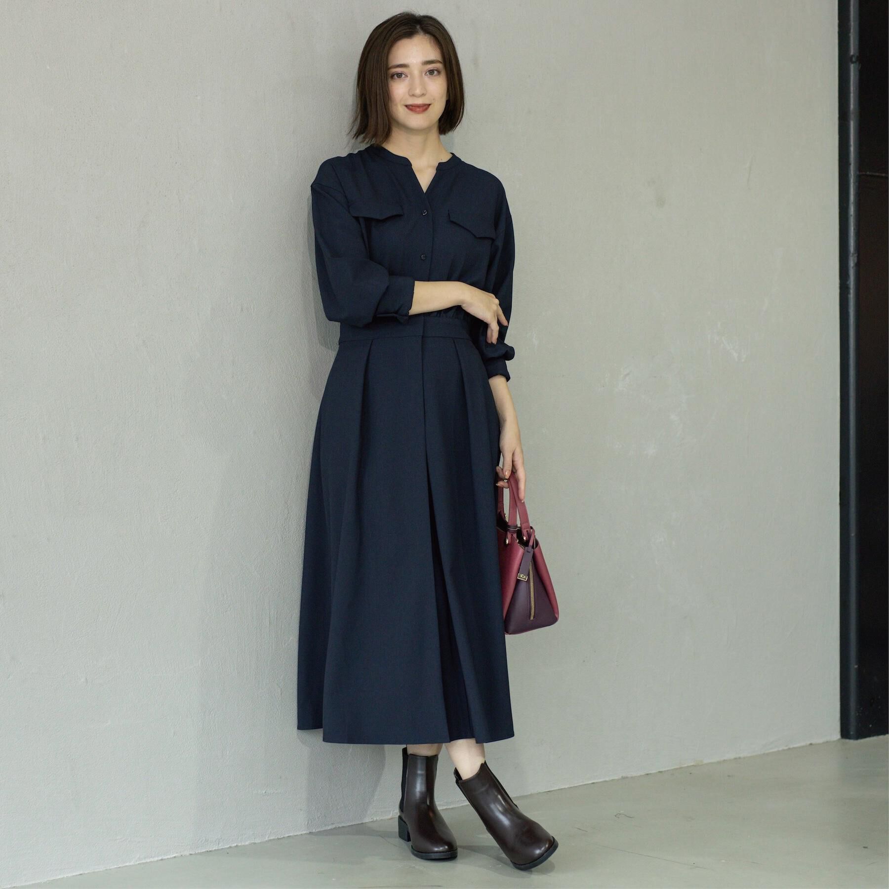 OPAQUE.CLIP「ウールライクフィット＆フレアワンピース【洗濯機OK】」|ワンピース|