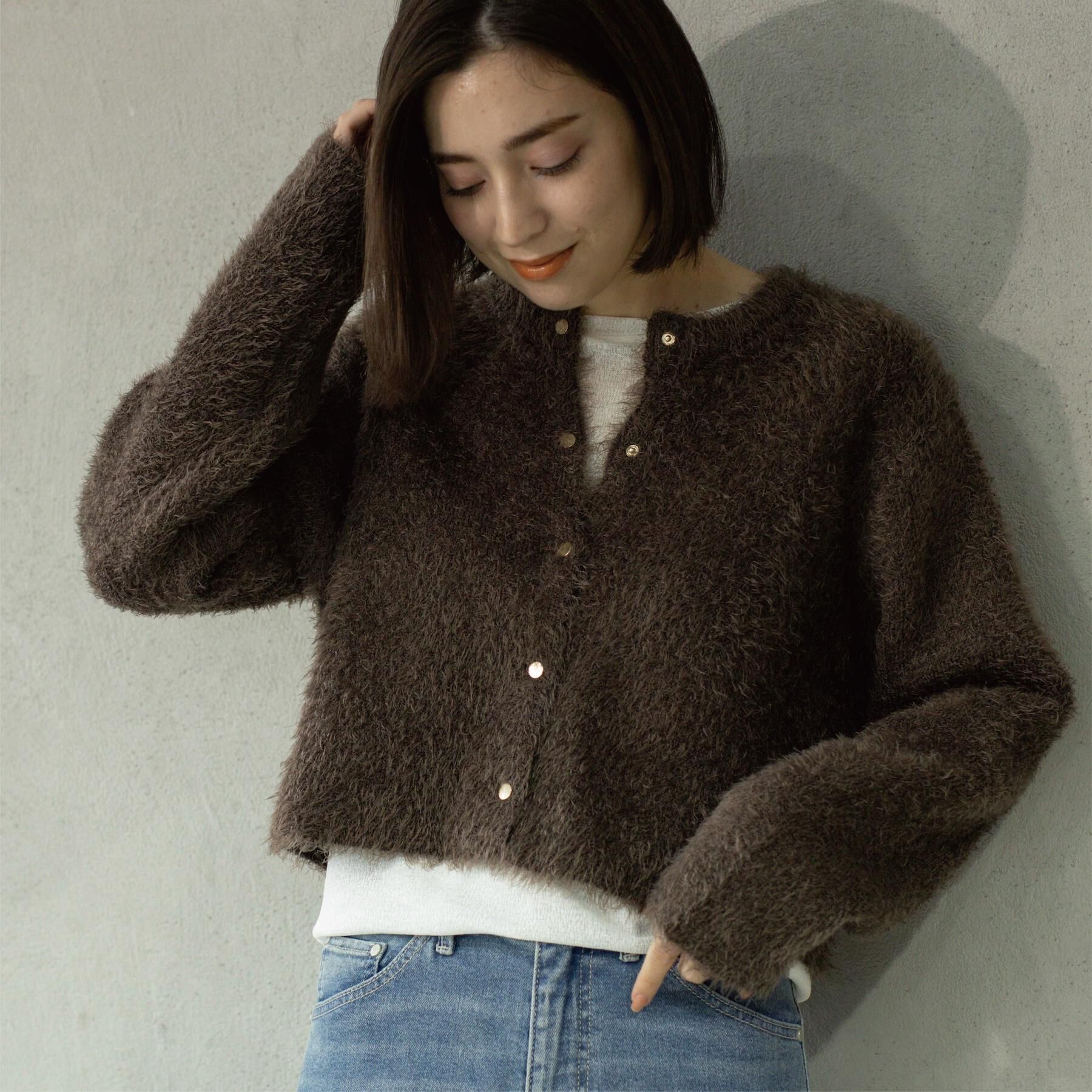 OPAQUE.CLIP「シャギーショートカーディガン【洗濯機OK】《6col》」|カーディガン|