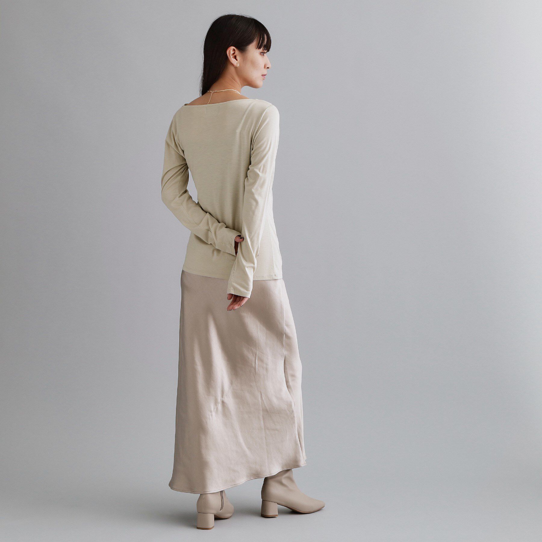 OPAQUE.CLIP「【es】アシメドレープカットソー【洗濯機OK】」|Tシャツ・カットソー|