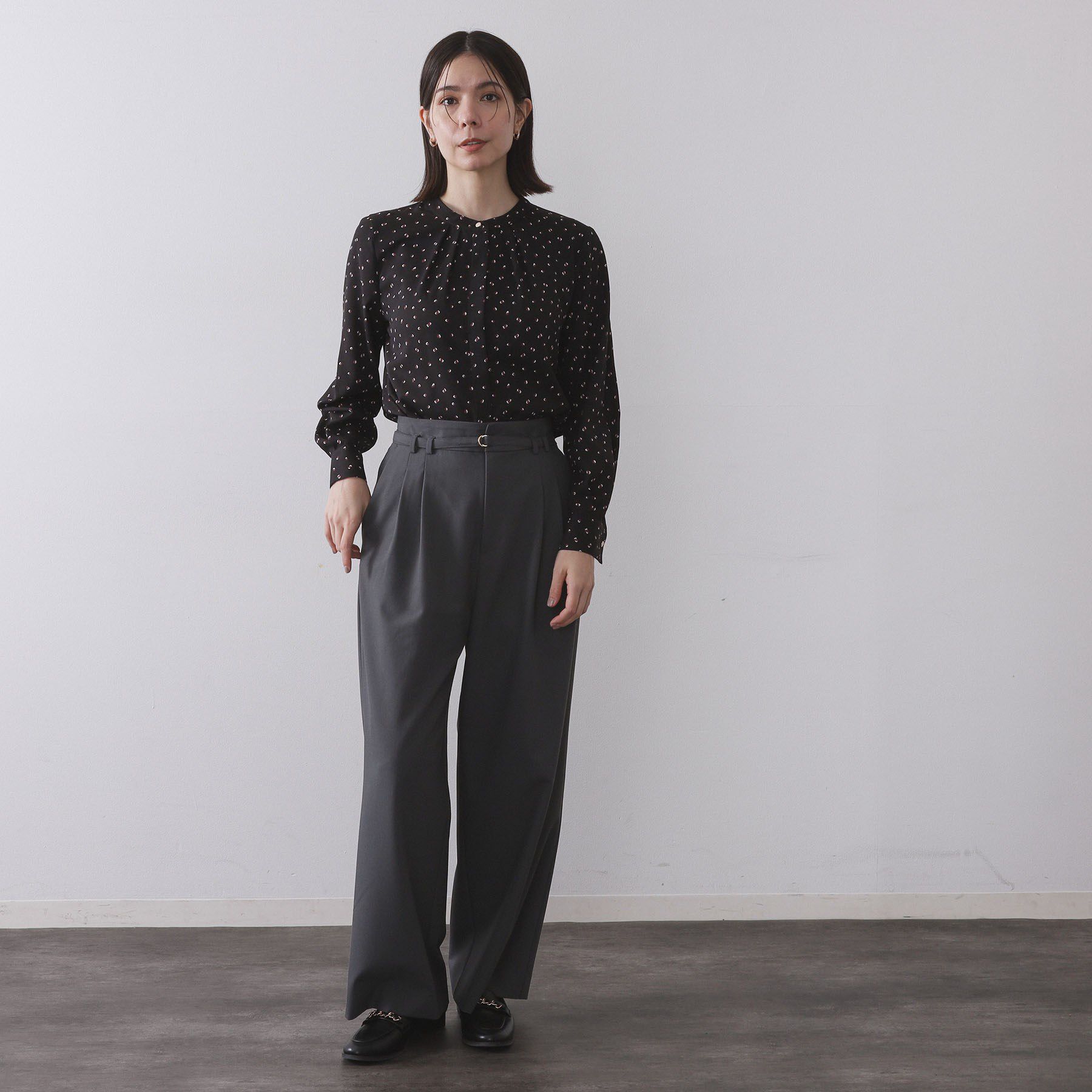 OPAQUE.CLIP「プリント柄タックデザインブラウス【洗濯機OK】」|シャツ・ブラウス|