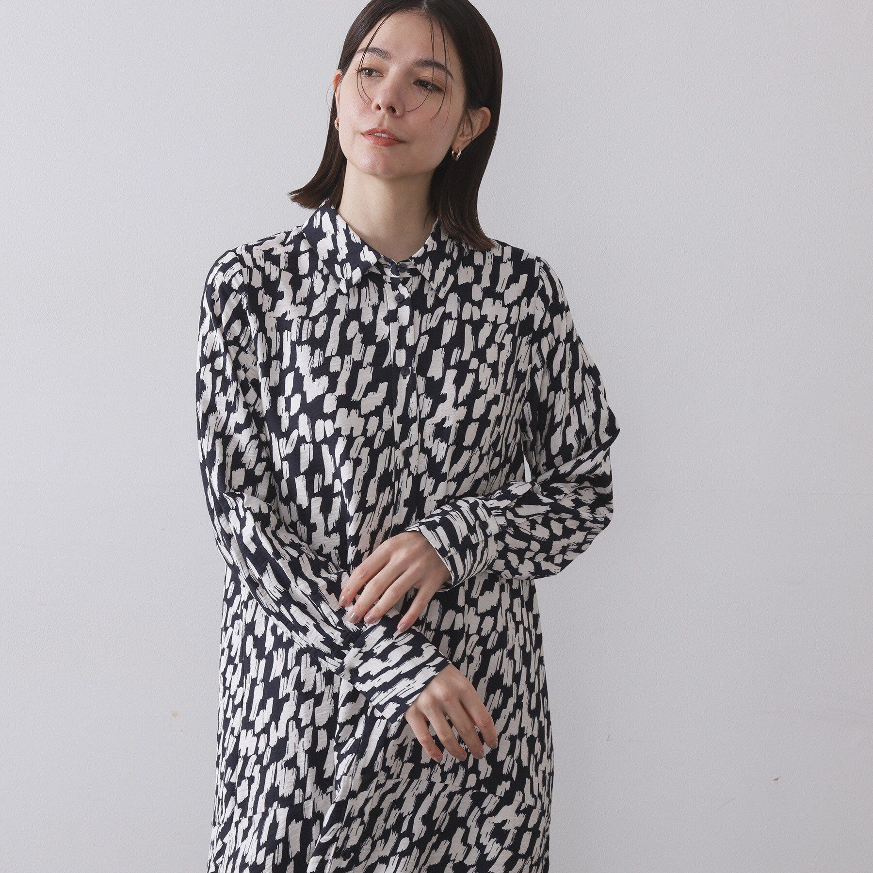 OPAQUE.CLIP「ジオメトリック柄ワンピース」|ワンピース|