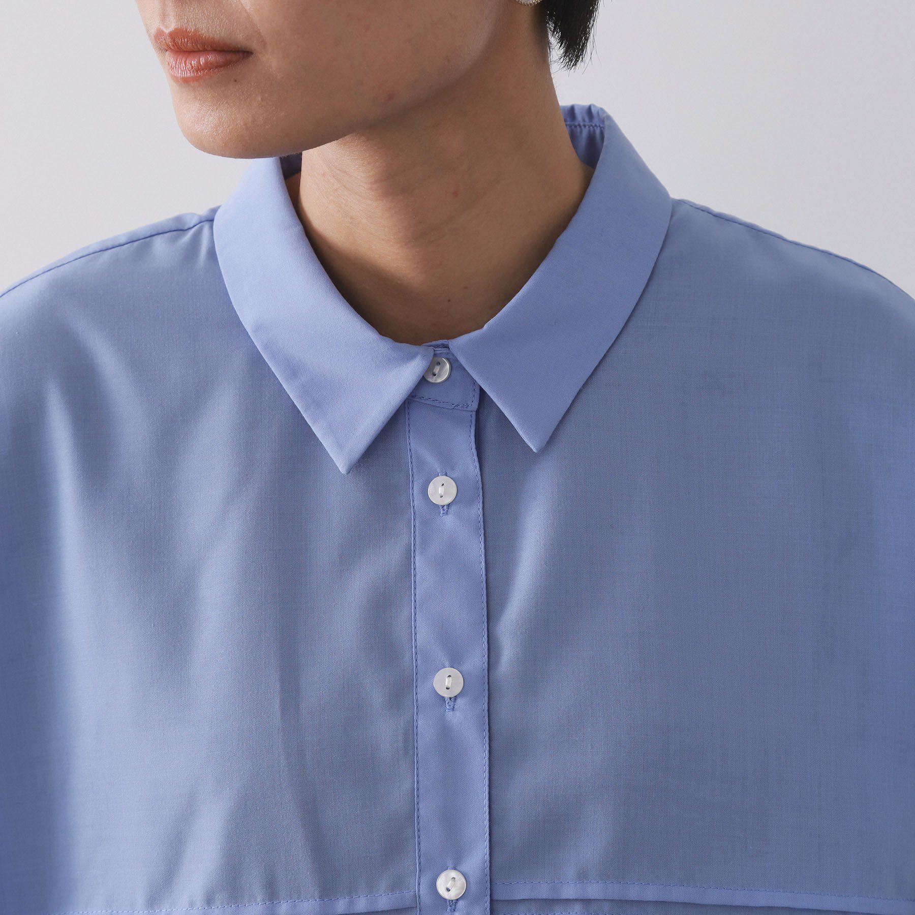 OPAQUE.CLIP「ピンタックフリルショートシャツ【洗濯機OK】」|シャツ・ブラウス|