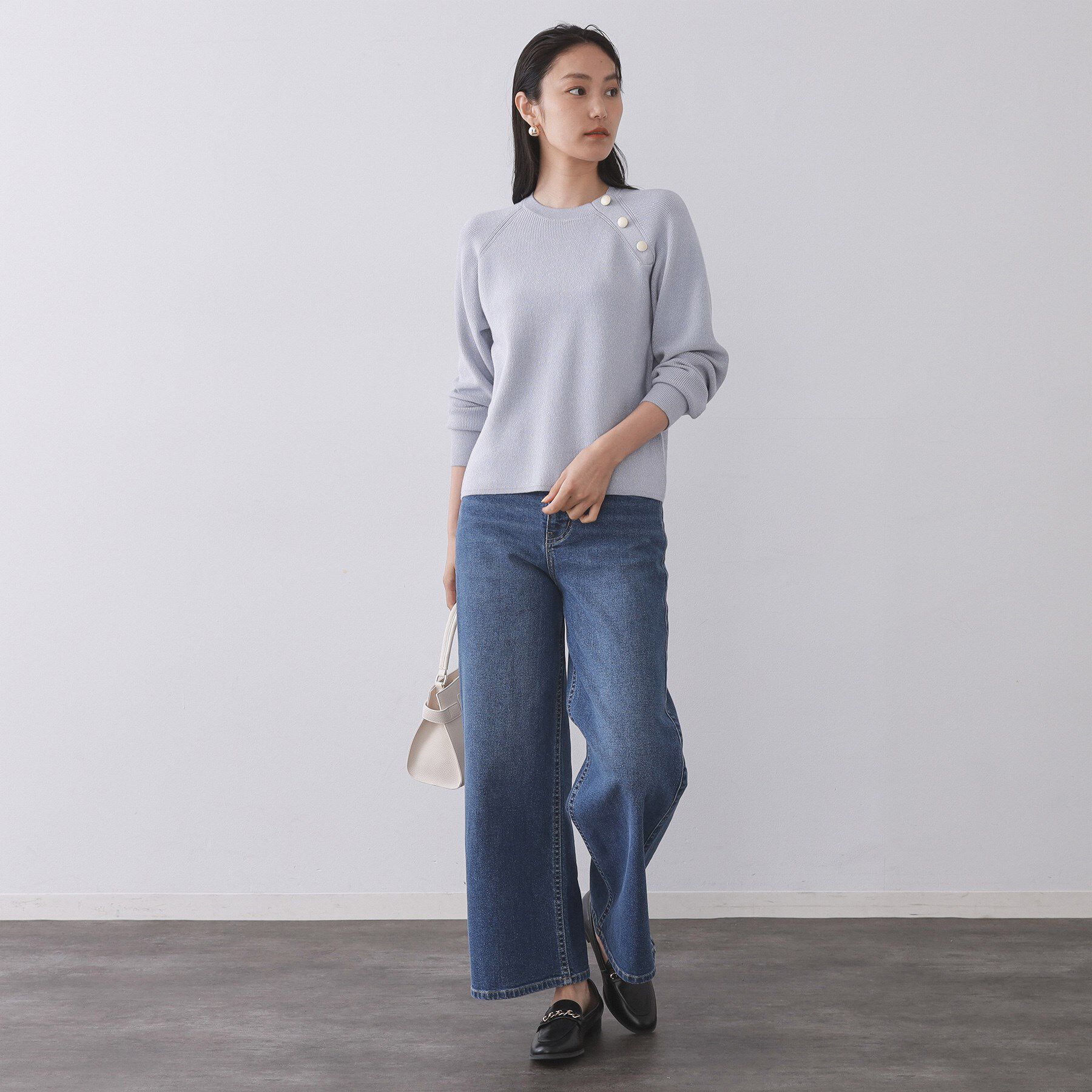 OPAQUE.CLIP「ボタンデザインラメニット【洗濯機OK】」|ニット・セーター|