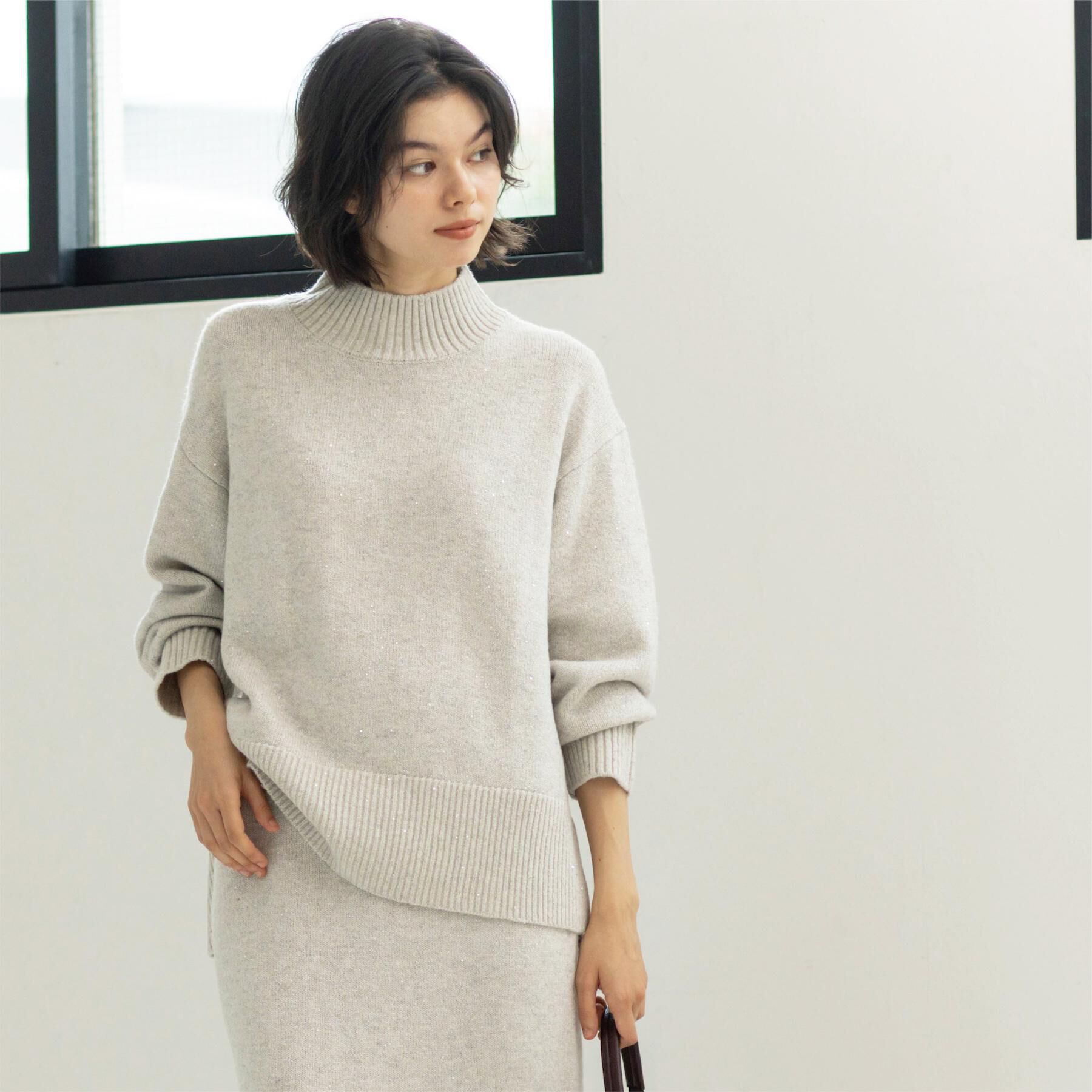 OPAQUE.CLIP「ラメスパンコールハイネックニット/セットアップ対応可【洗濯機OK】」|ニット・セーター|