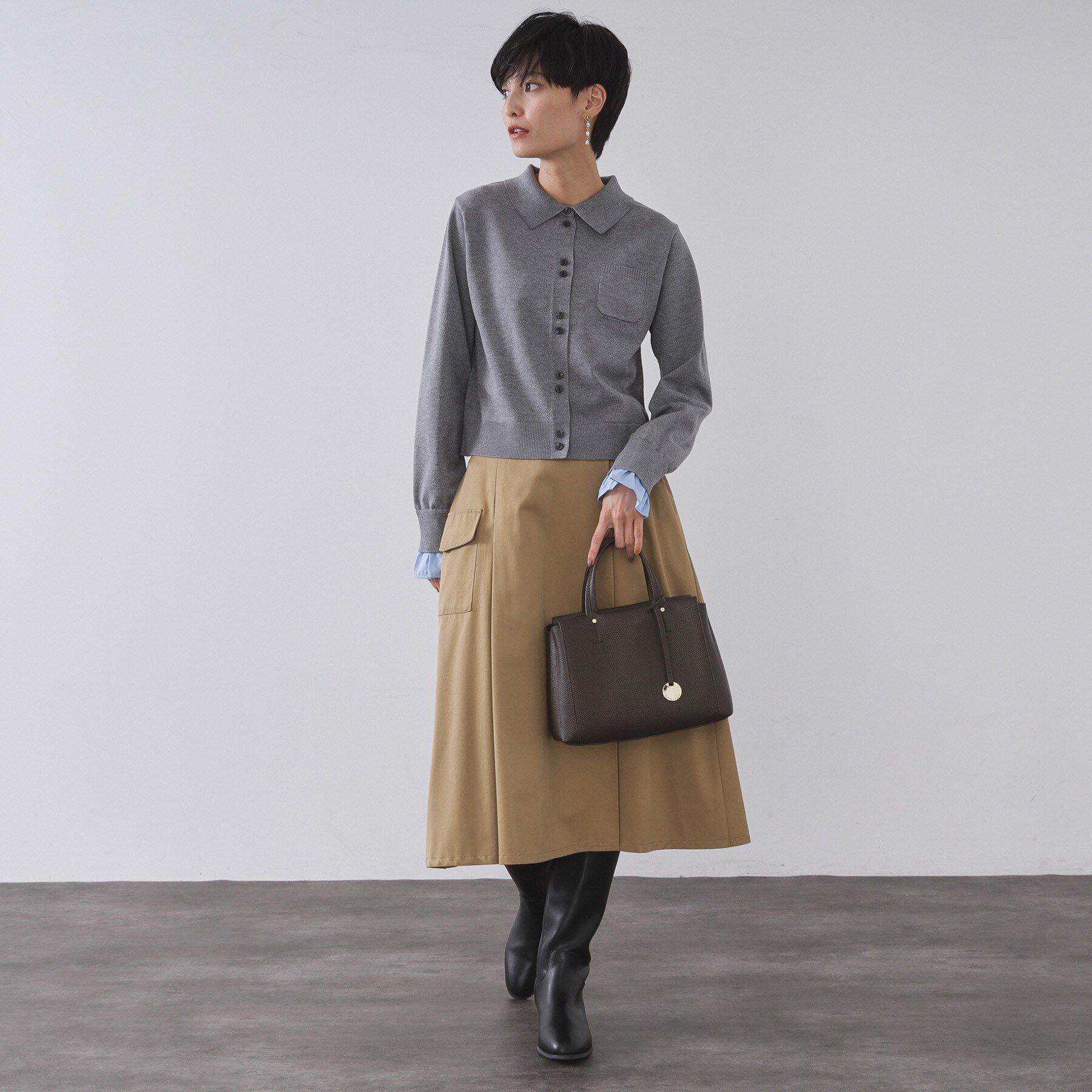 OPAQUE.CLIP「【2WAY/人間工学】シュリンクミドルトートバッグ」|トートバッグ|