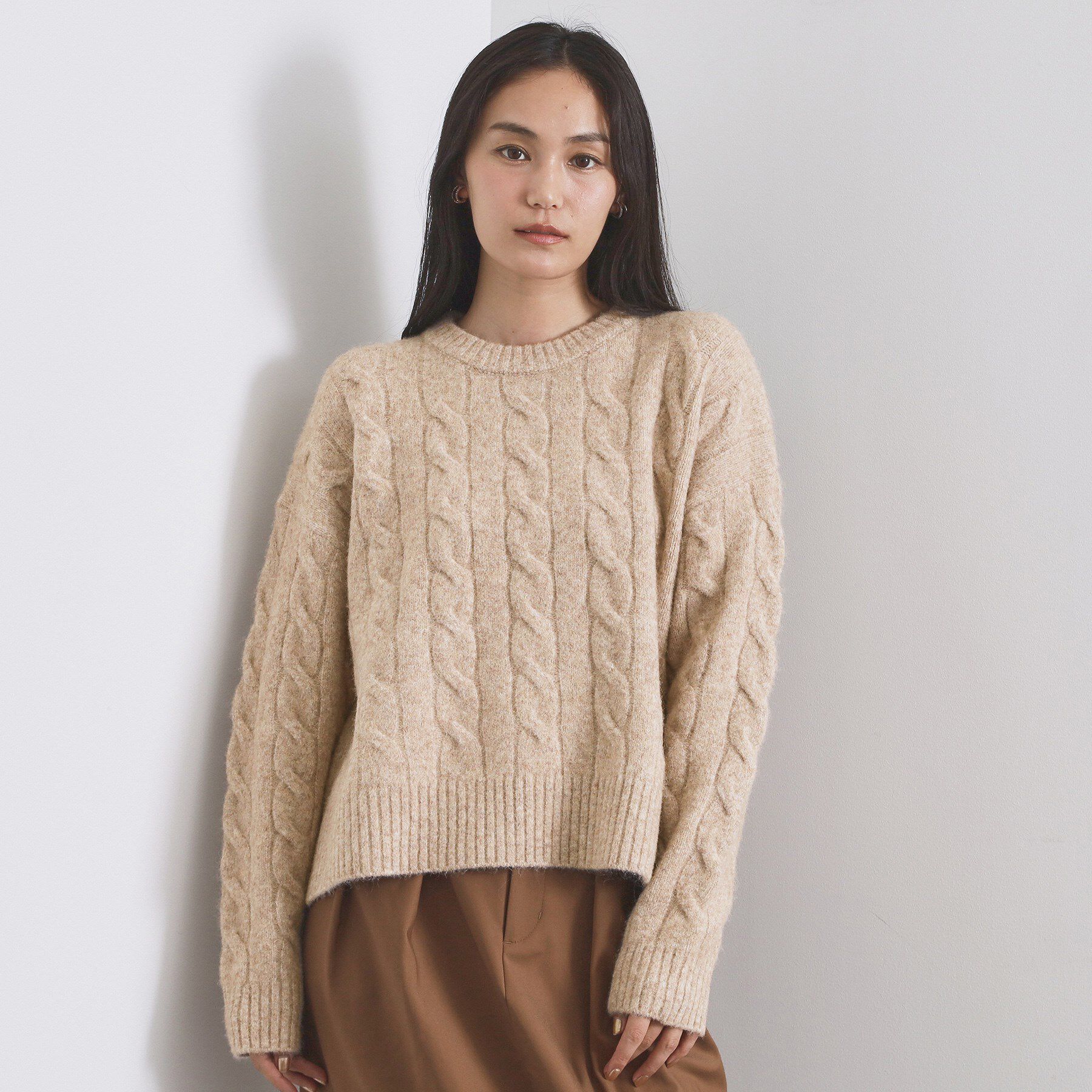 OPAQUE.CLIP「MIXミドルゲージケーブルニット【洗濯機OK】」|ニット・セーター|