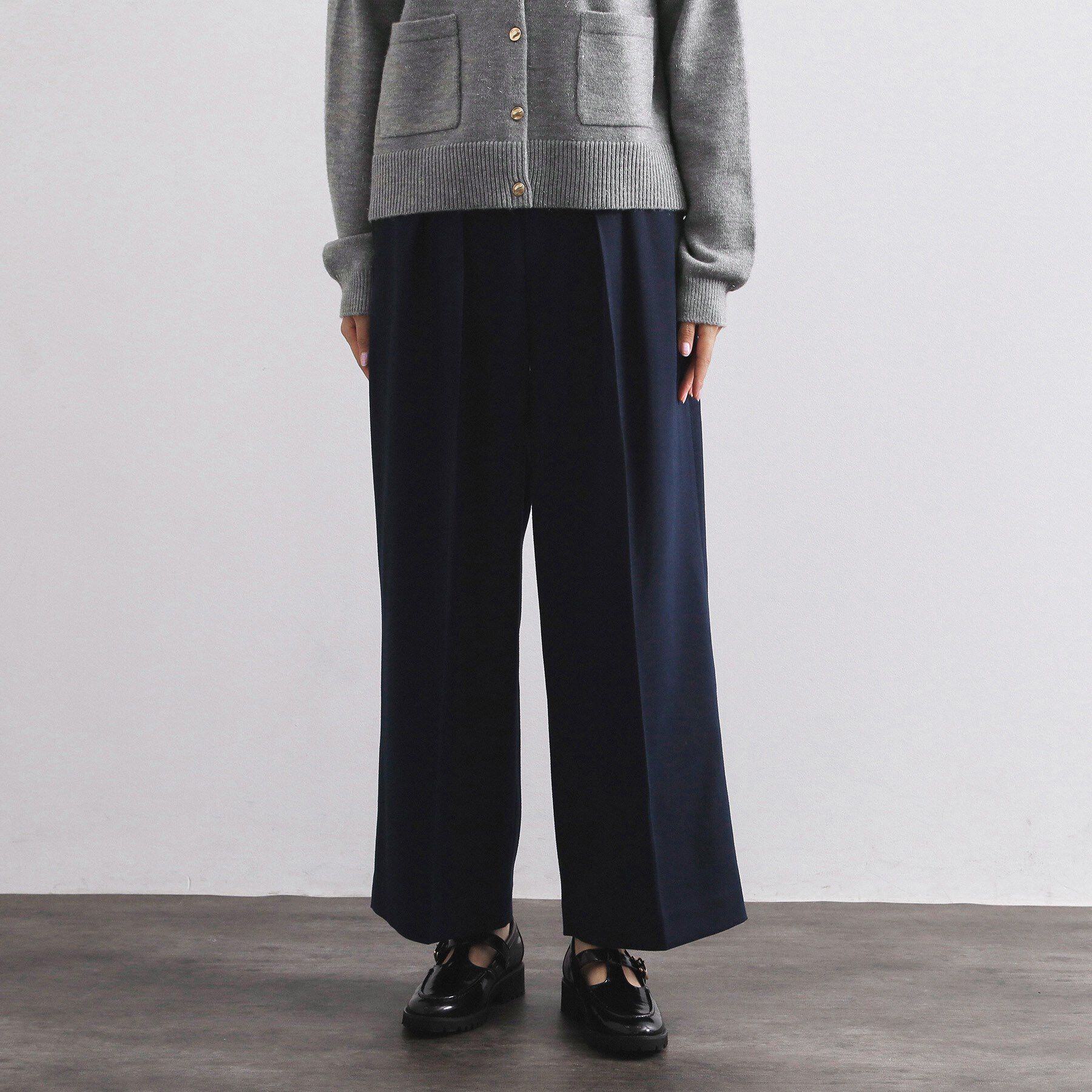 OPAQUE.CLIP「カルゼタックワイドパンツ【洗濯機OK】」|その他|ネイビー(094)