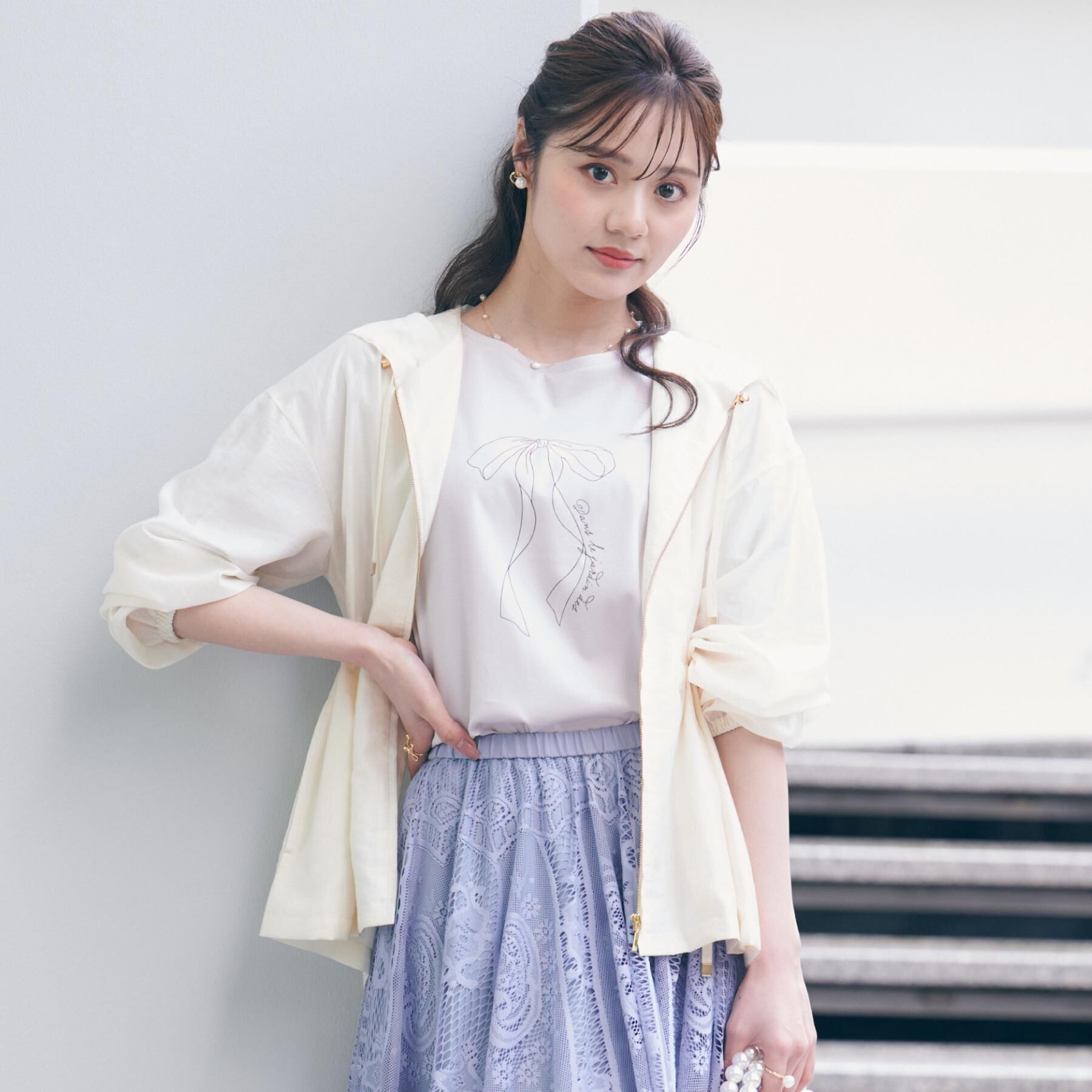 Couture broach「【オシャレな透け感・ペプラム】愛されシアーマンパ」|ブルゾン・スタジャン|