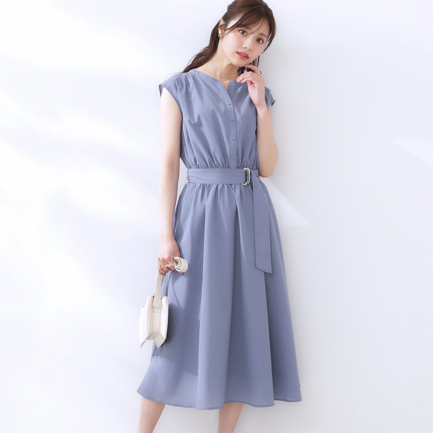 Couture broach「【ドライタッチ・しわになりにくい・通勤】麻調シャツワンピース」|ワンピース|