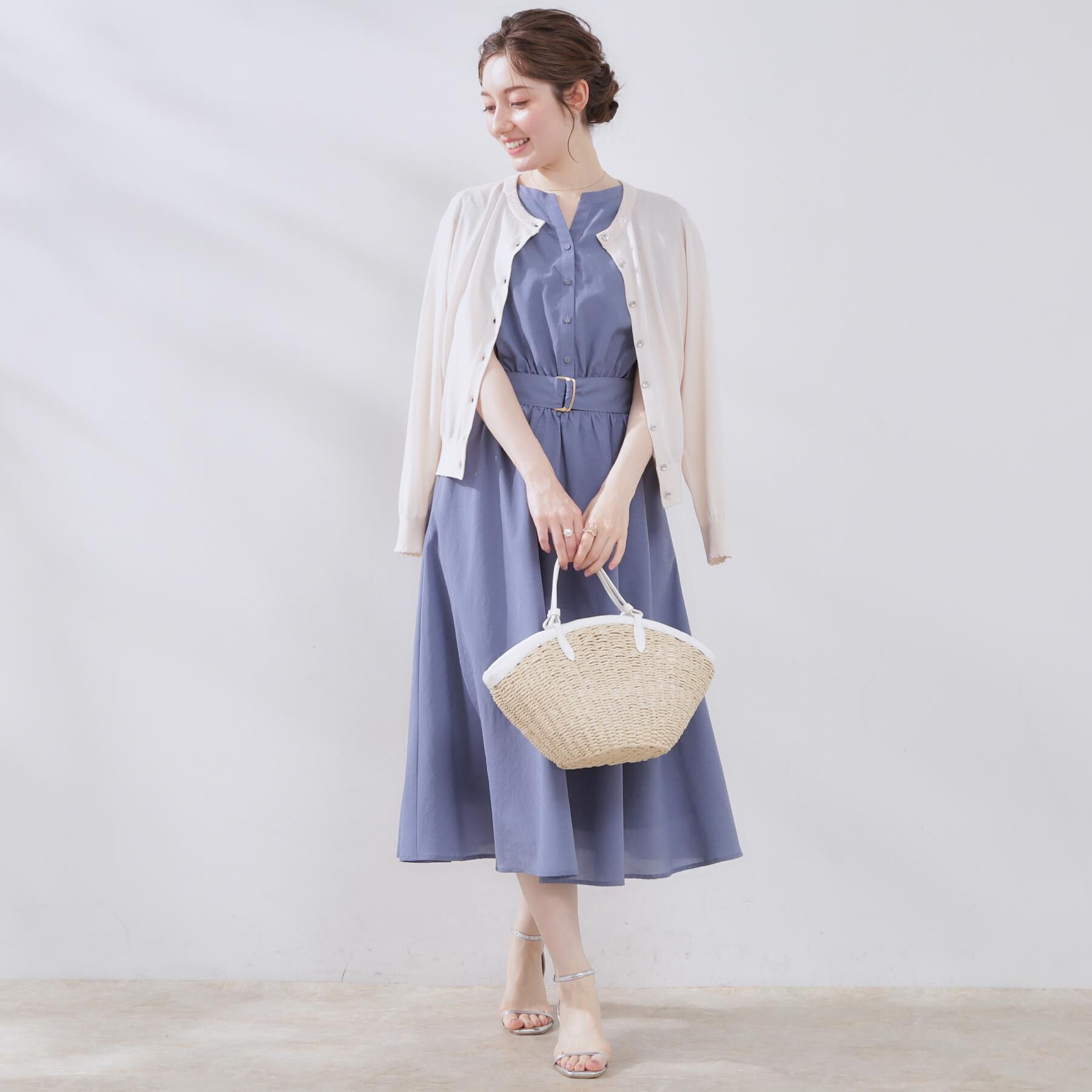 Couture broach「【ドライタッチ・しわになりにくい・通勤】麻調シャツワンピース」|ワンピース|