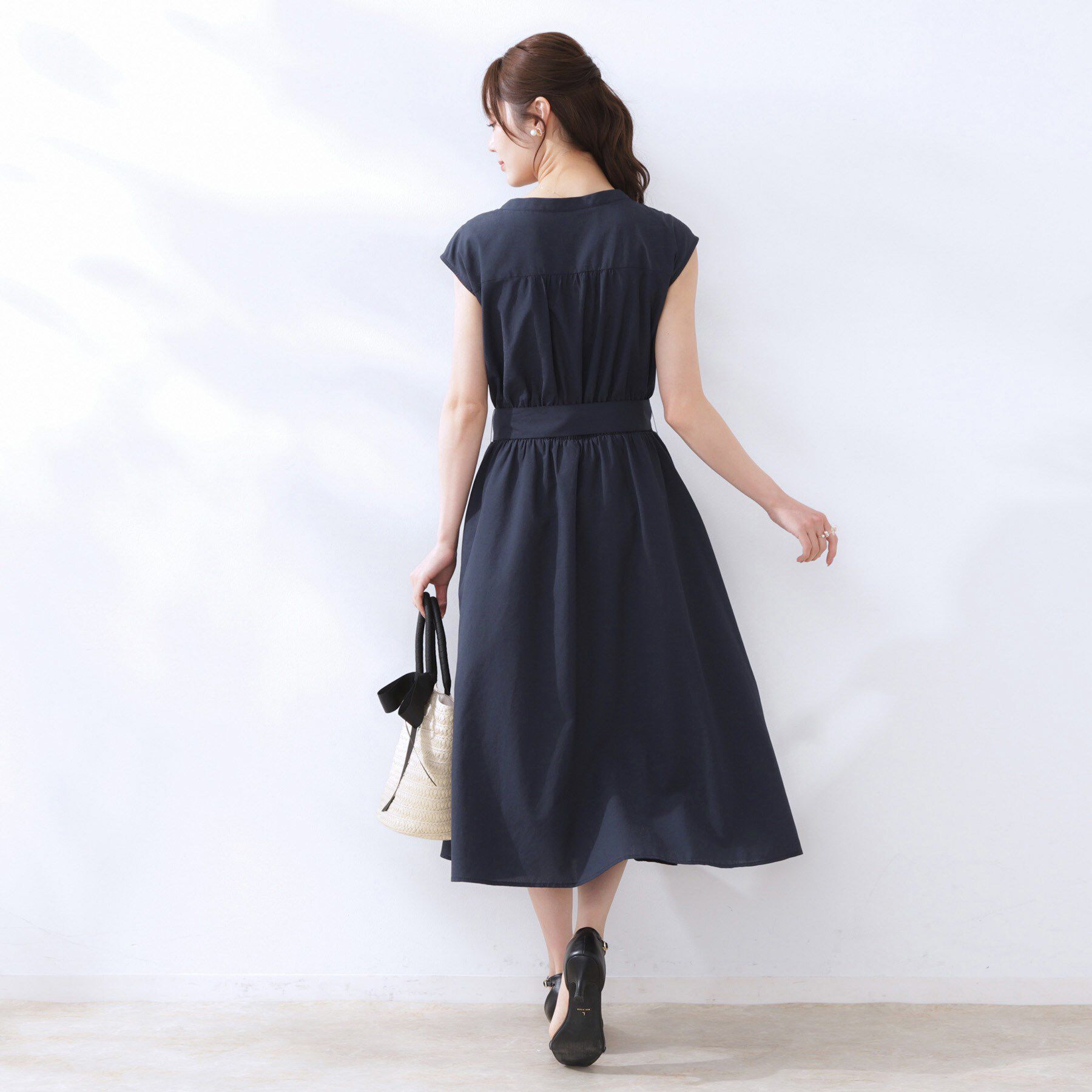 Couture broach「【ドライタッチ・しわになりにくい・通勤】麻調シャツワンピース」|ワンピース|